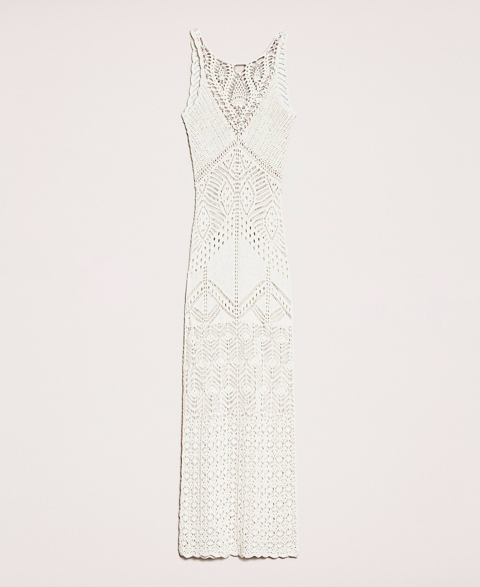 Robe Longue Crochet Et Broderies Femme Blanc TWINSET Milano