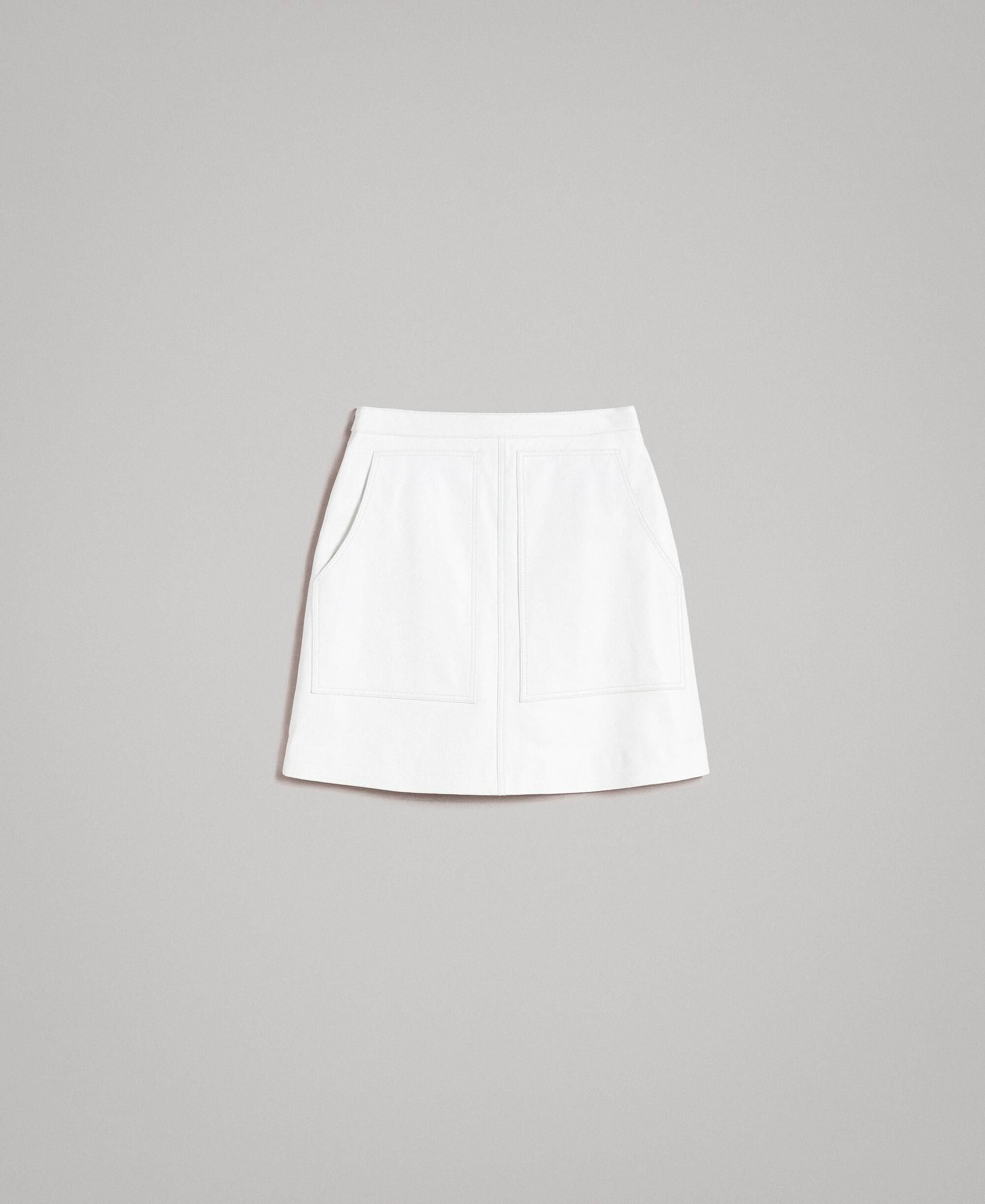 Leather mini skirt Woman, White 