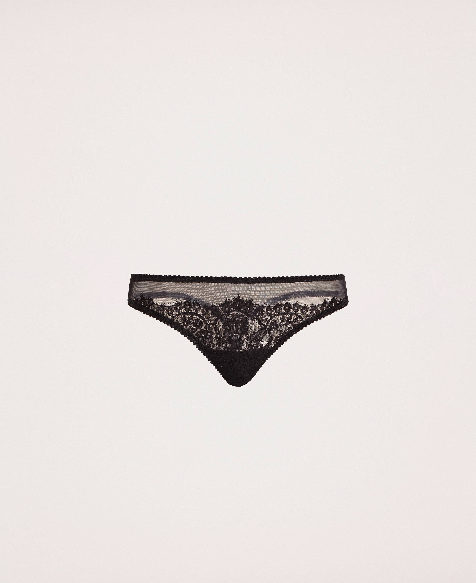 Lace And Tulle G String Woman Black Twinset Milano 6360