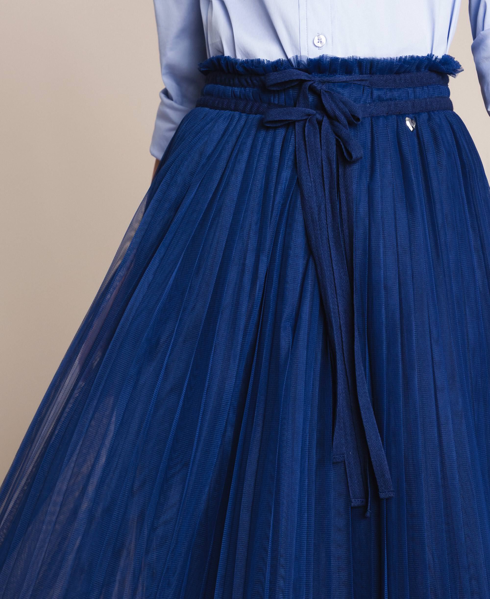 Pleated Tulle Midi Skirt Woman Blue Twinset Milano 4576