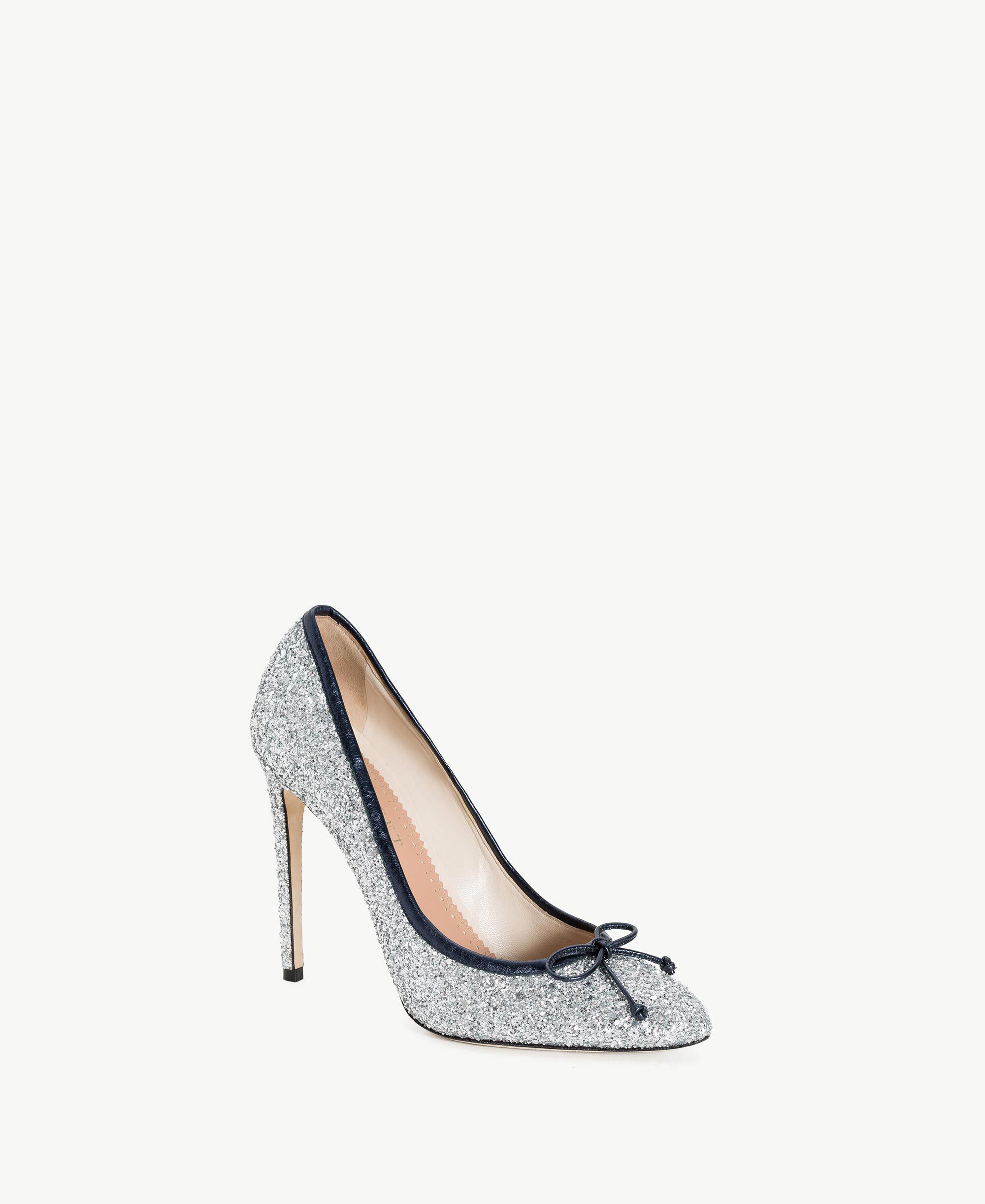 silver sparkly court heels