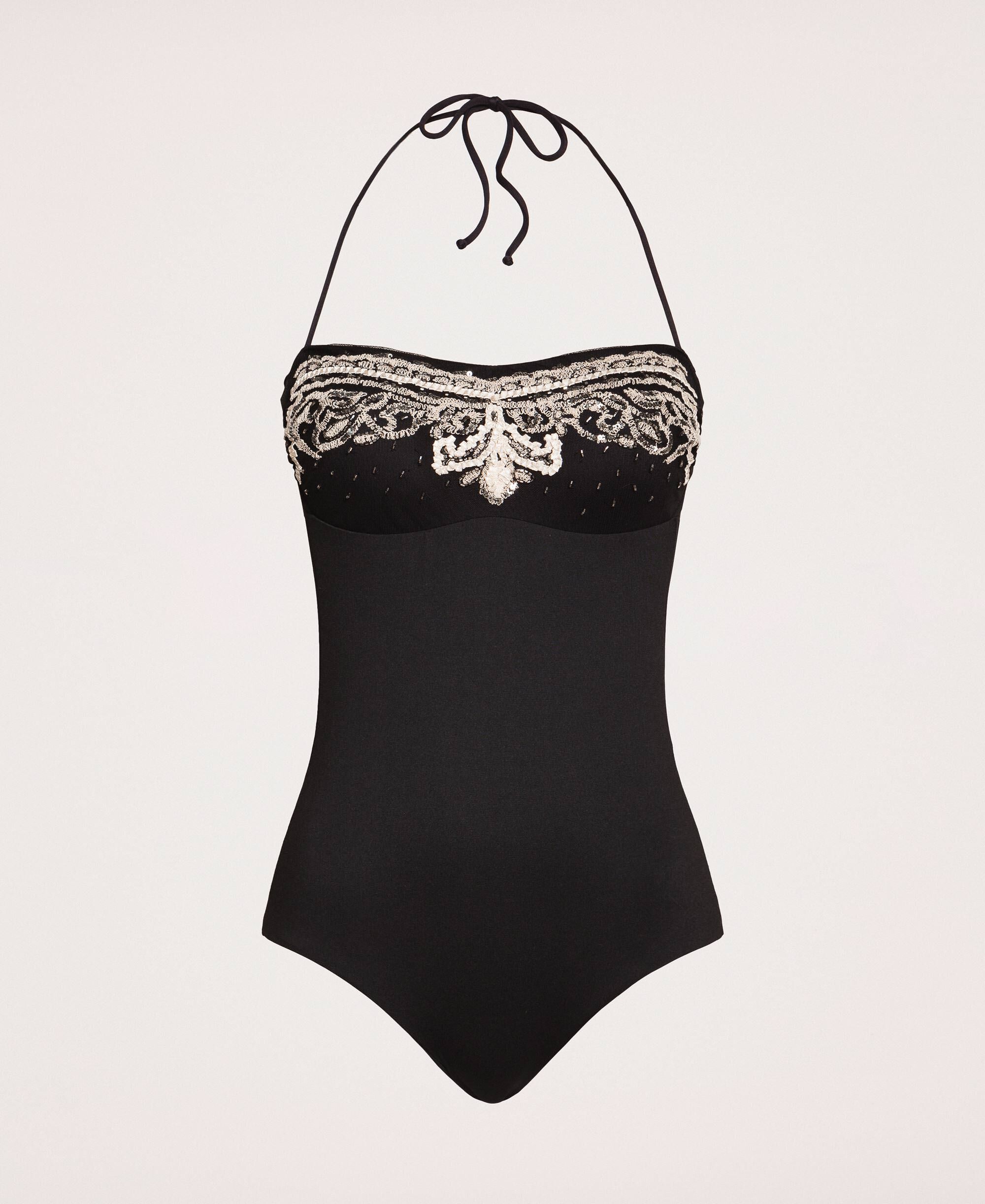 One Piece Swimsuit With Embroidery Woman Black Twinset Milano 1568