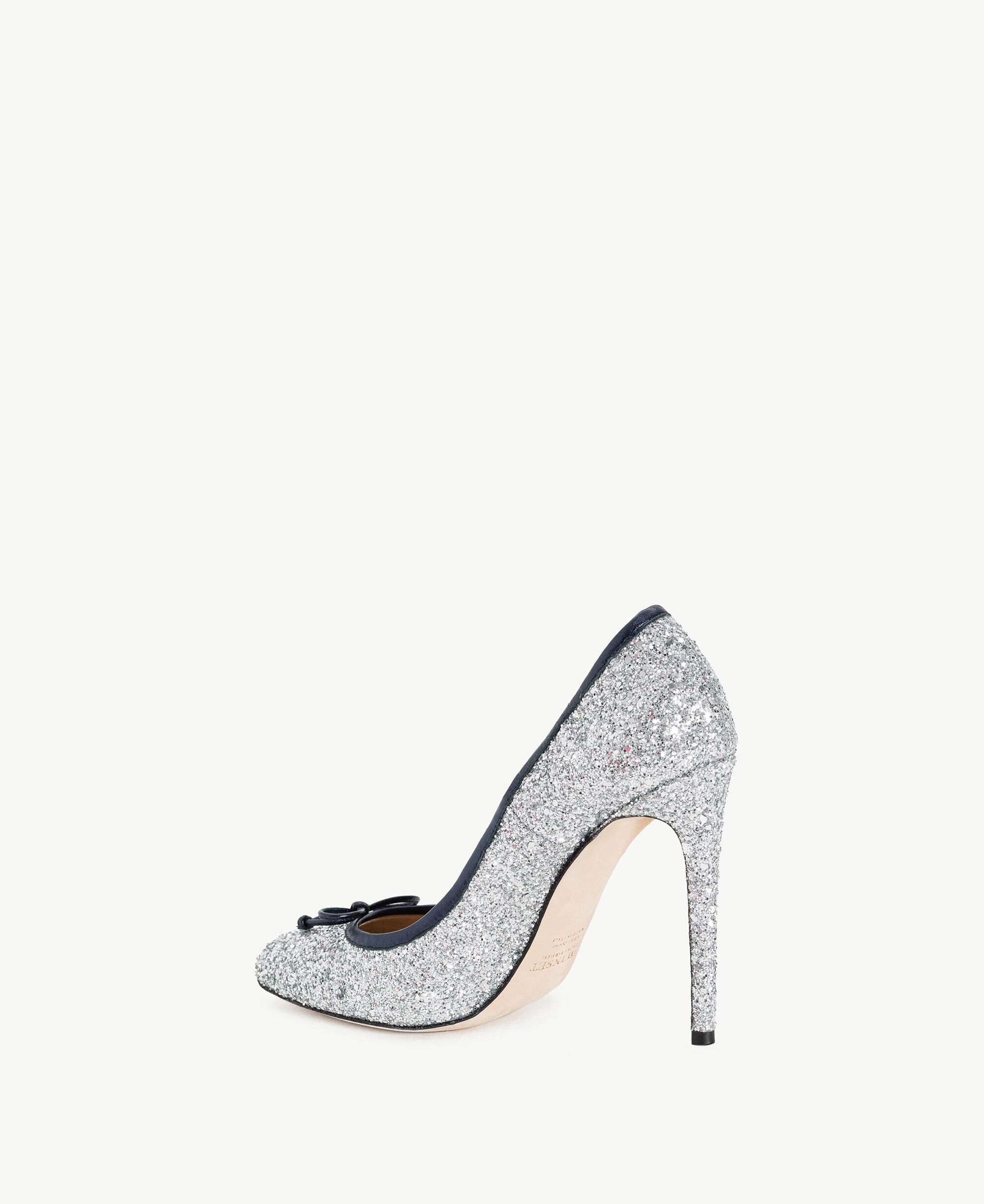 silver glitter court heels