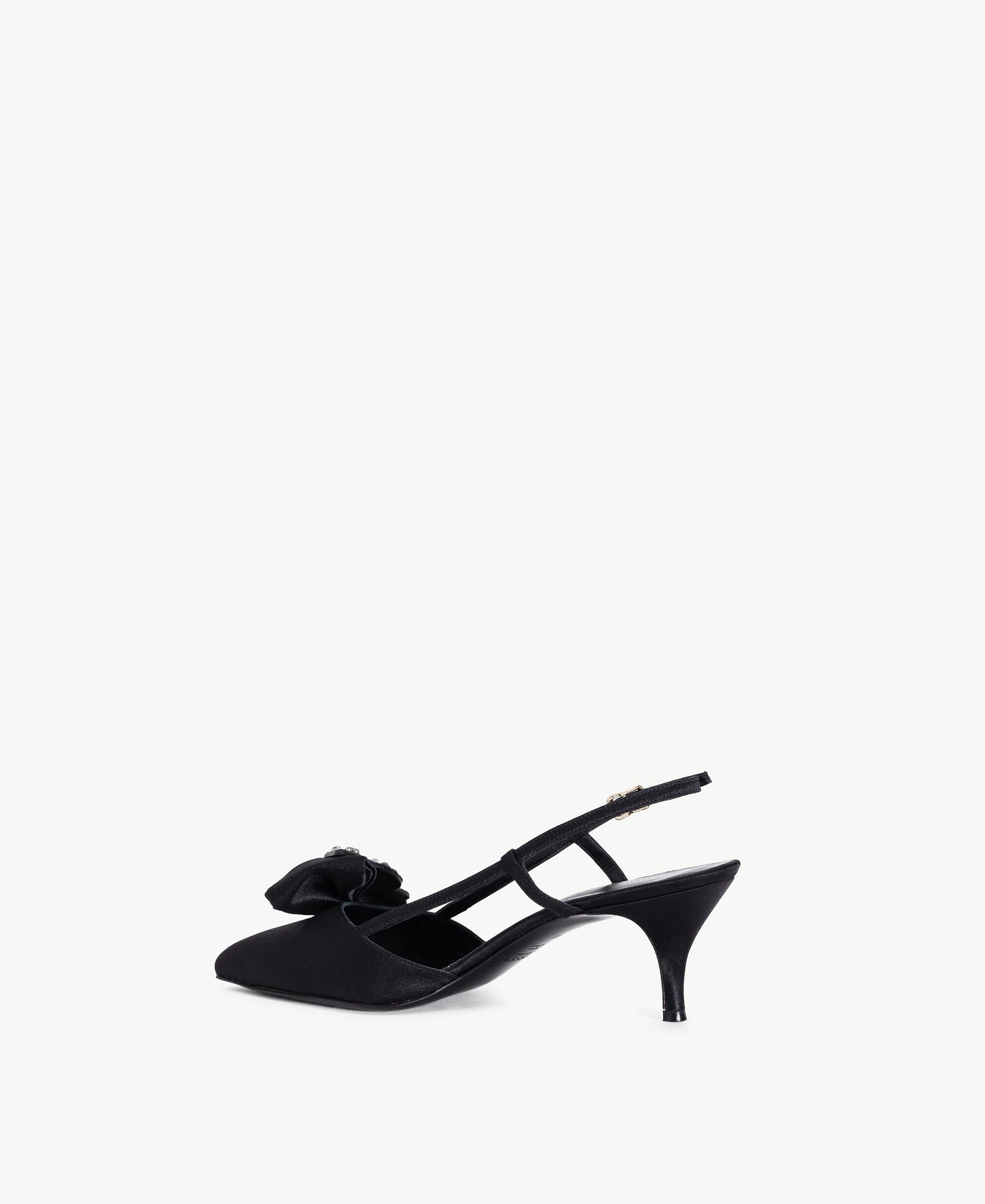 black satin court shoes