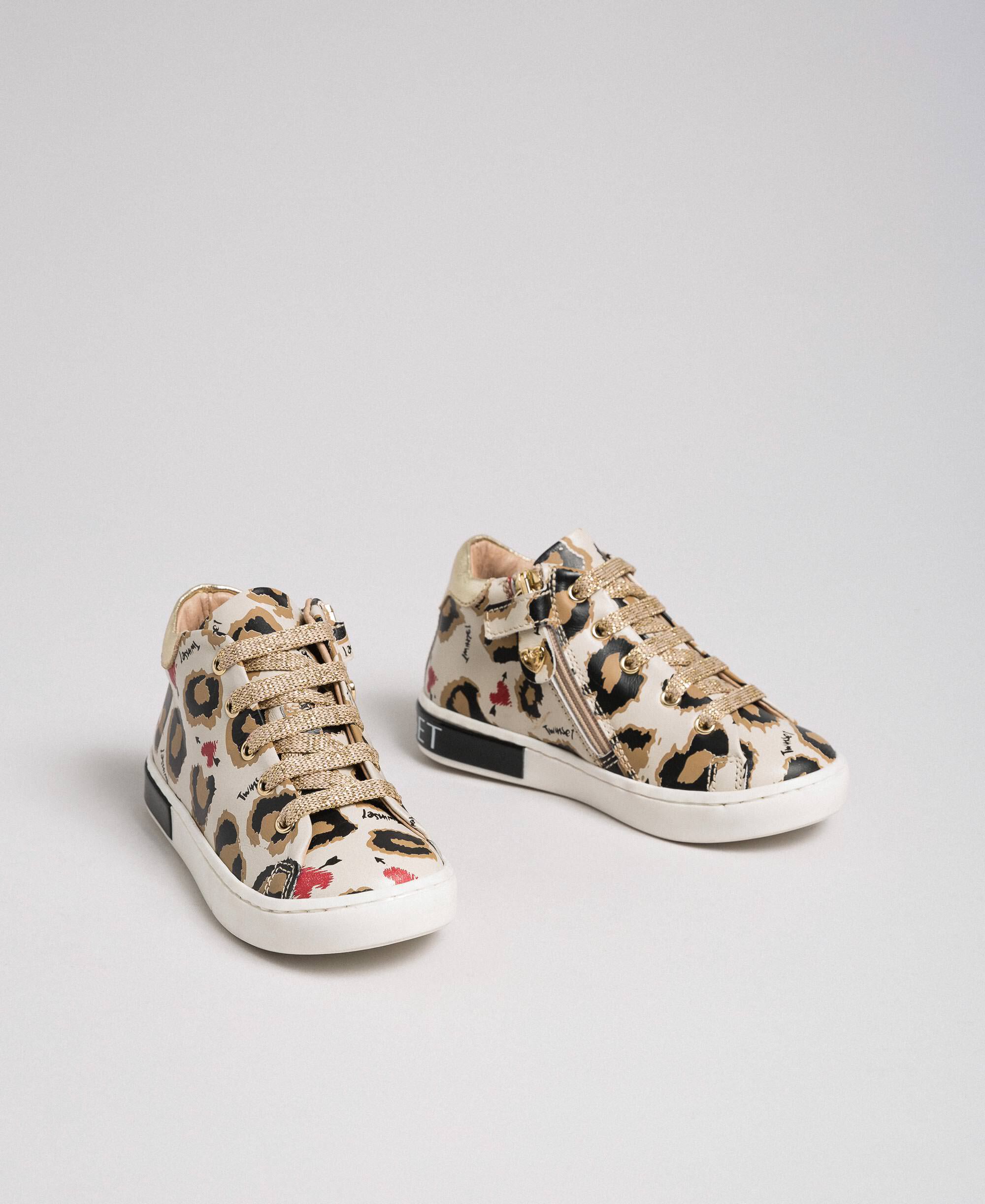 Animal print leather trainers Child 