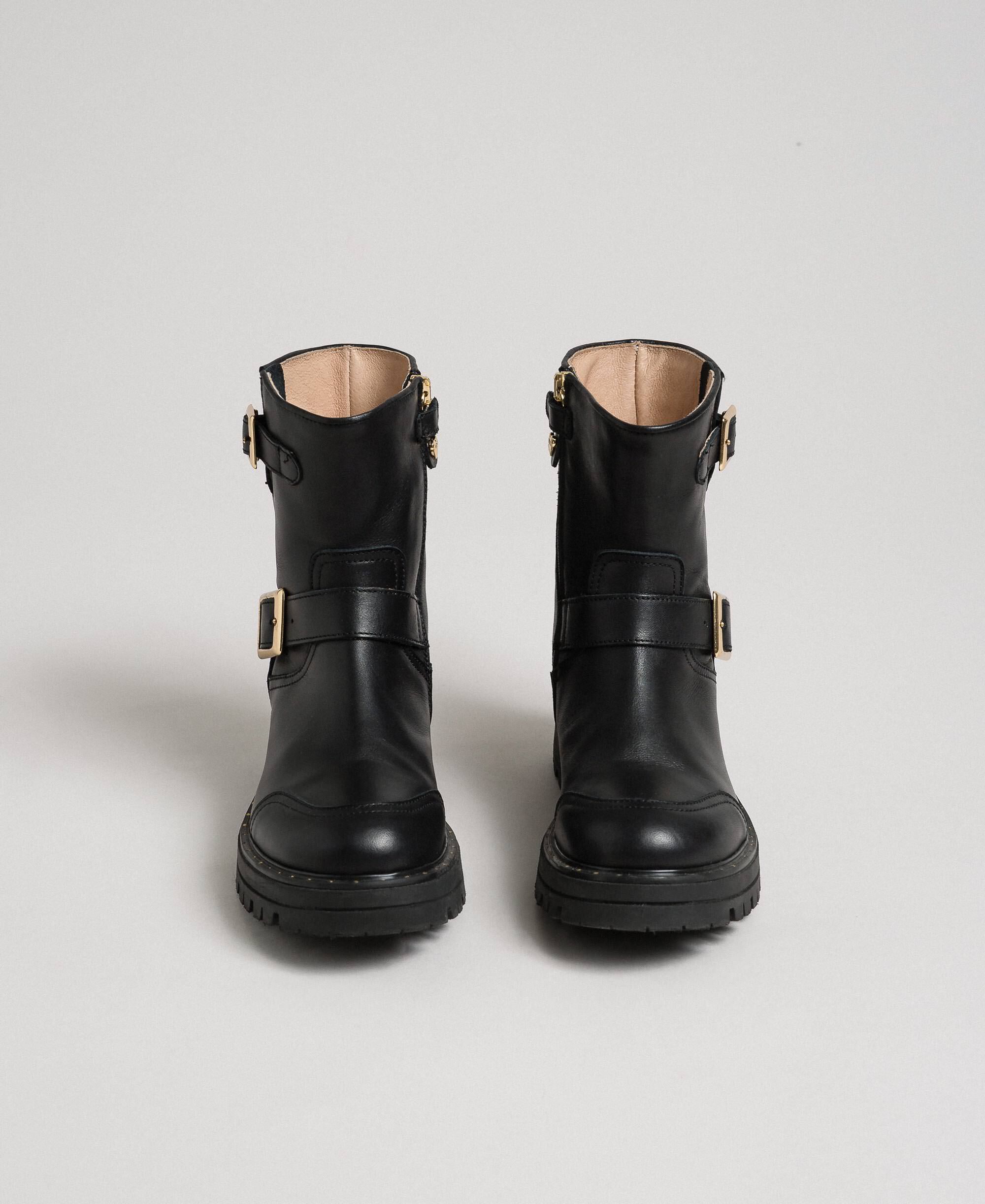 Leather biker boots with heart Child 