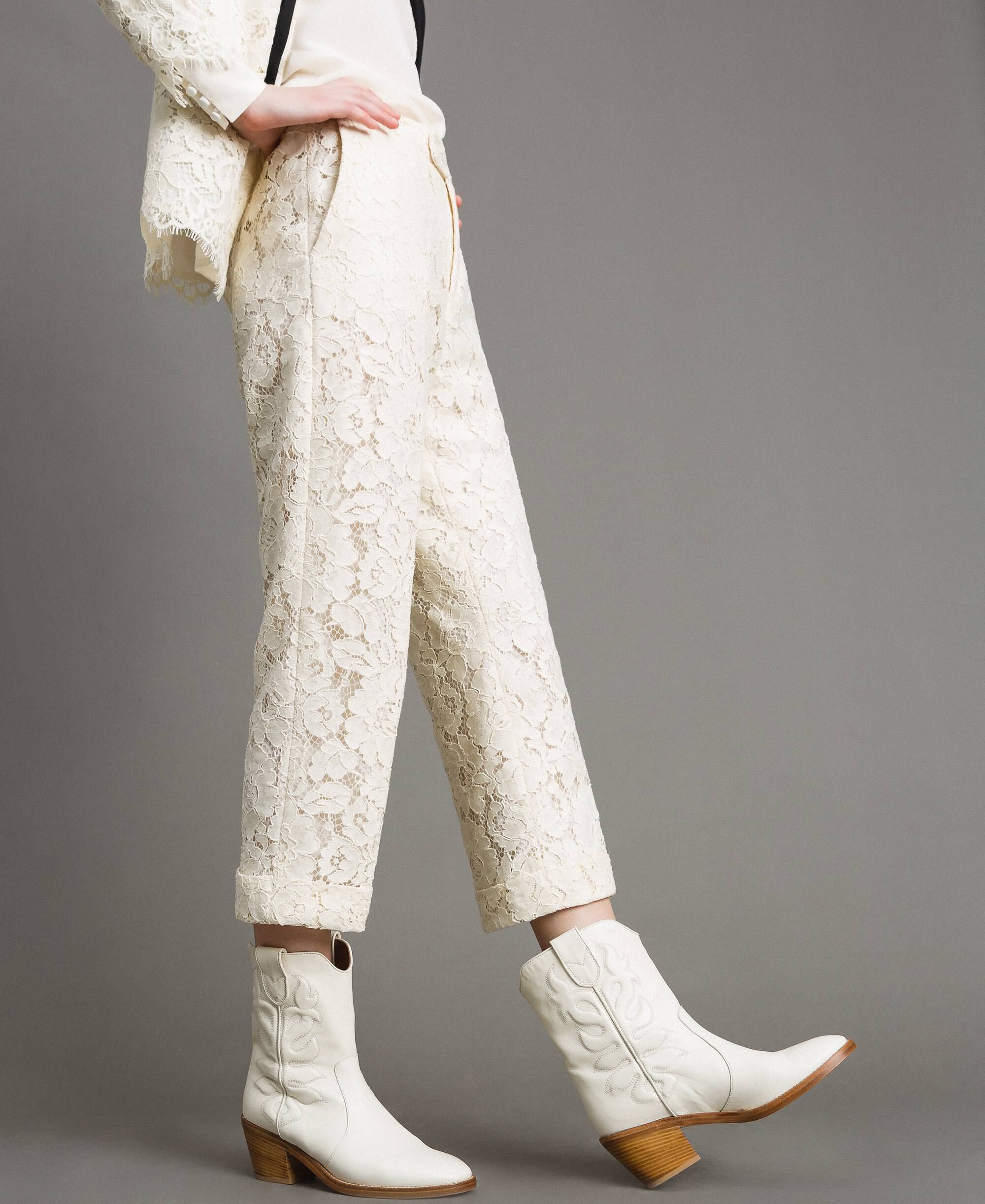 white ankle western boots