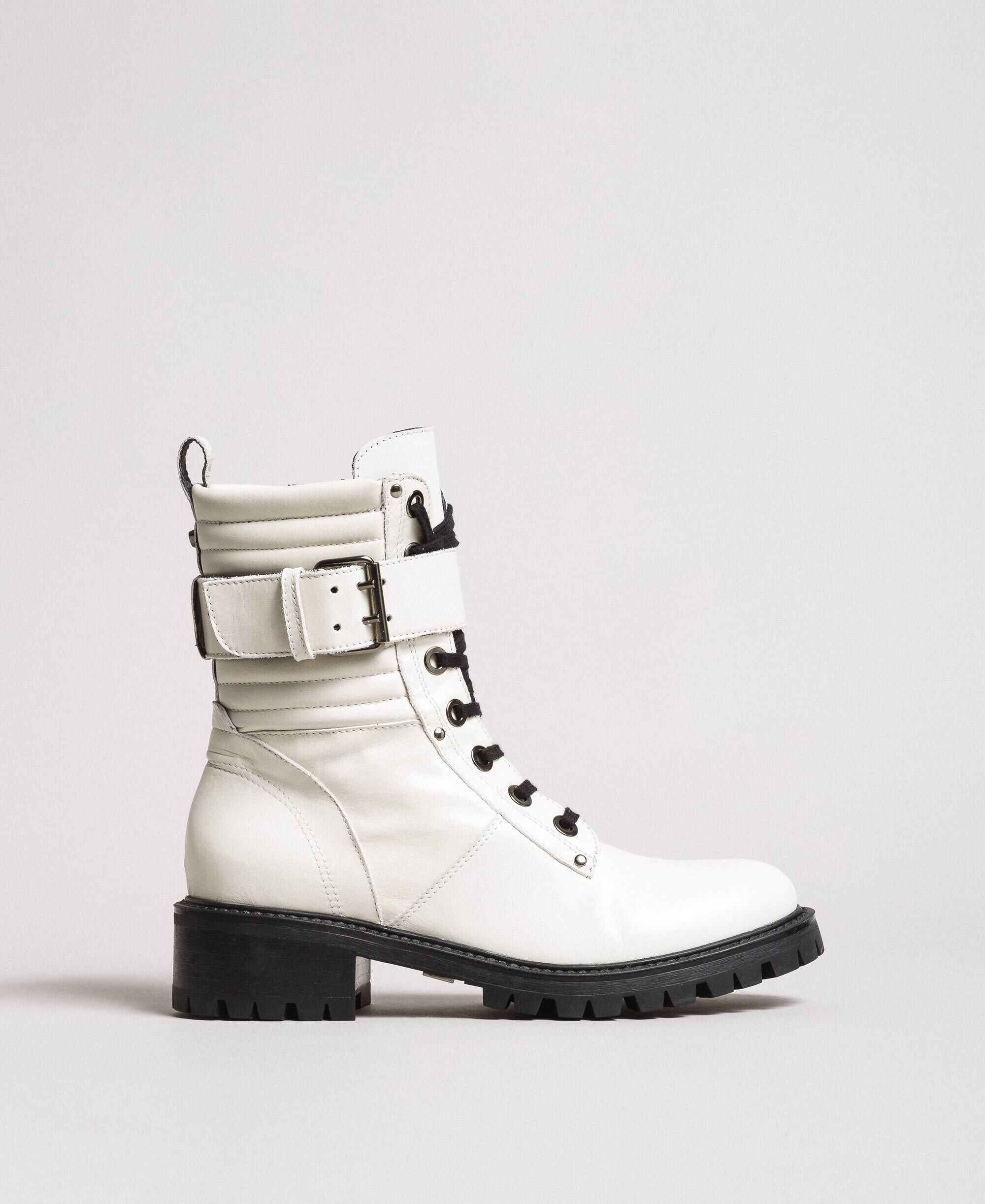 white leather lace up boots