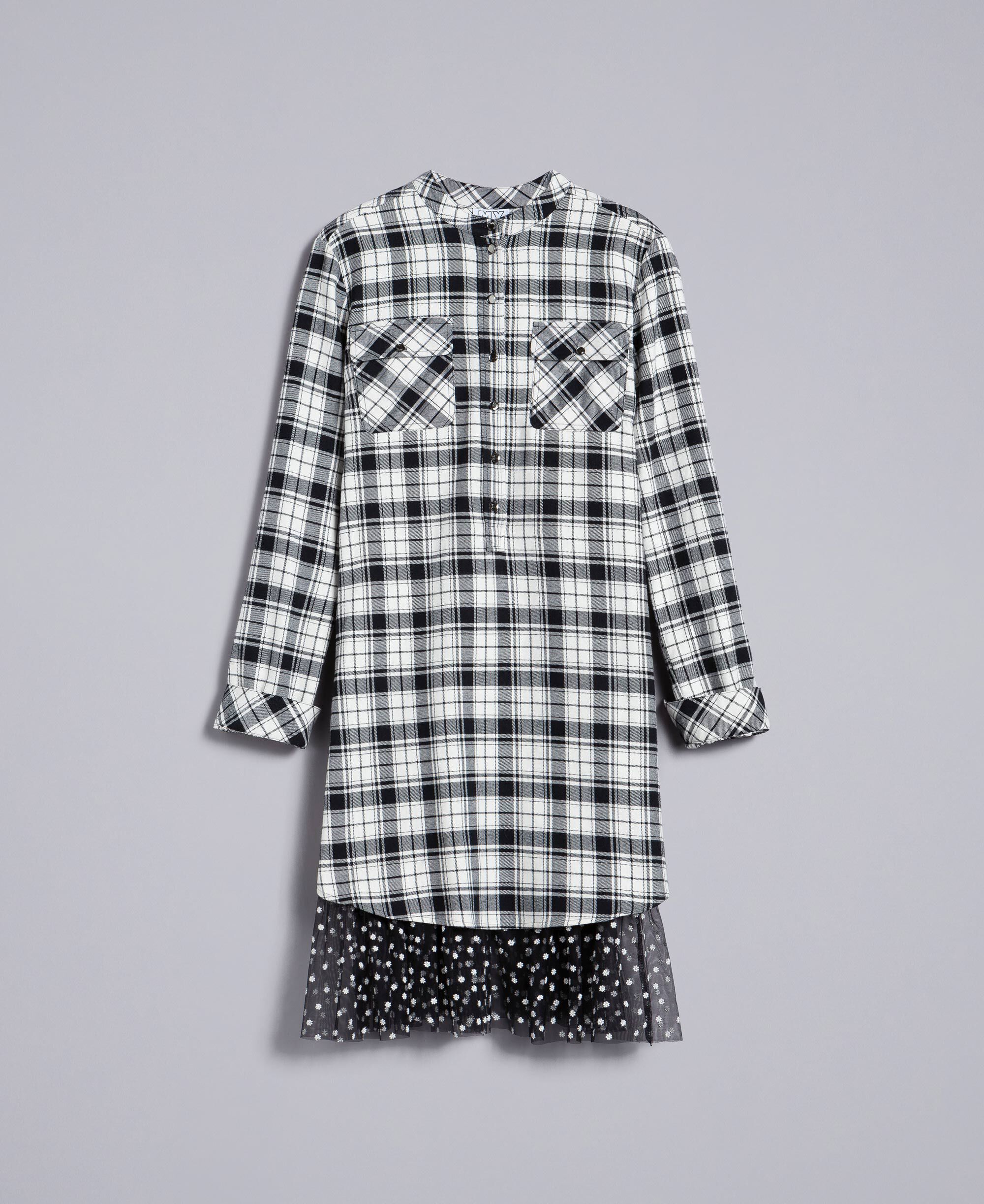 black and white flannel dress