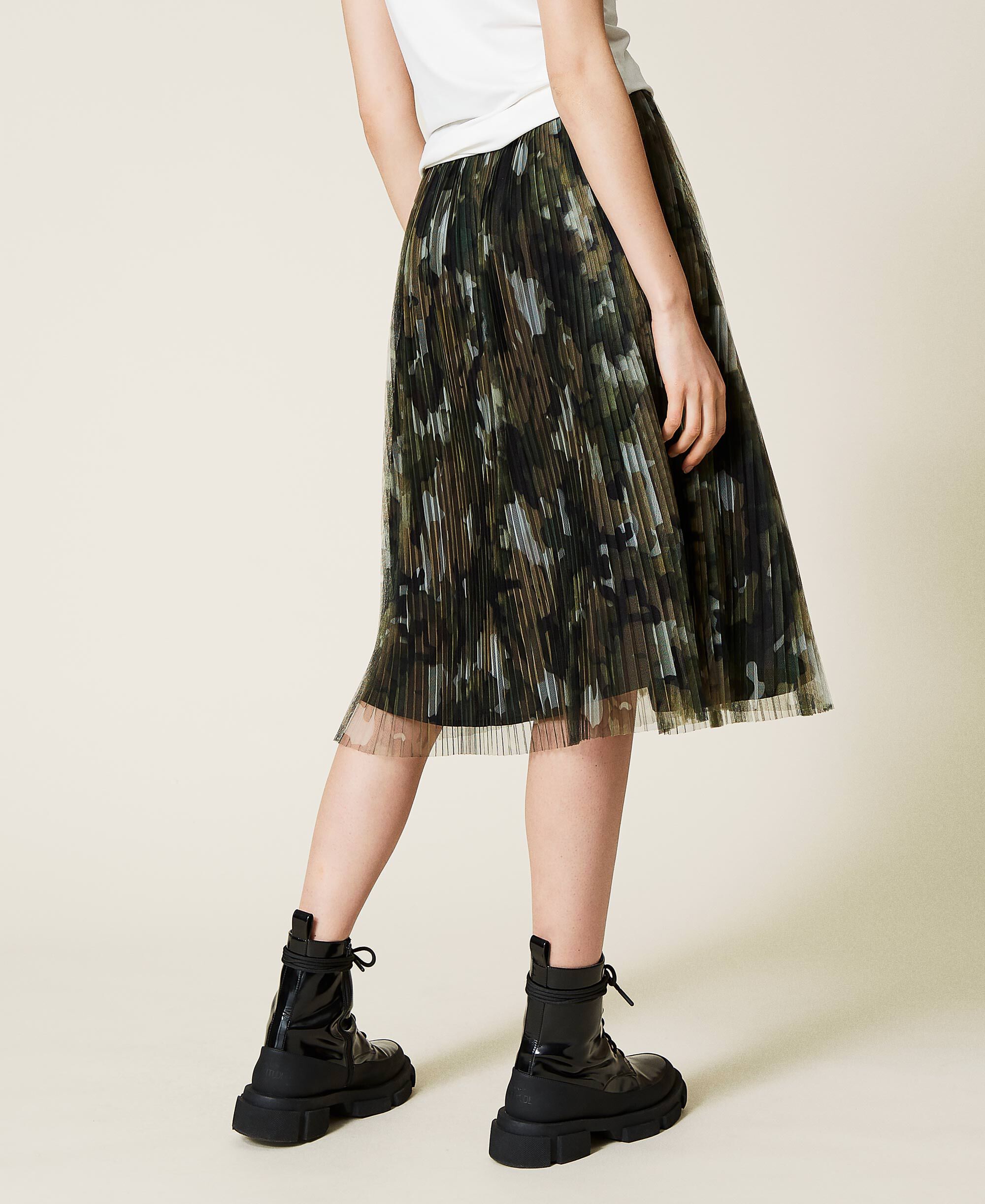 Camouflage pleated tulle skirt Woman 