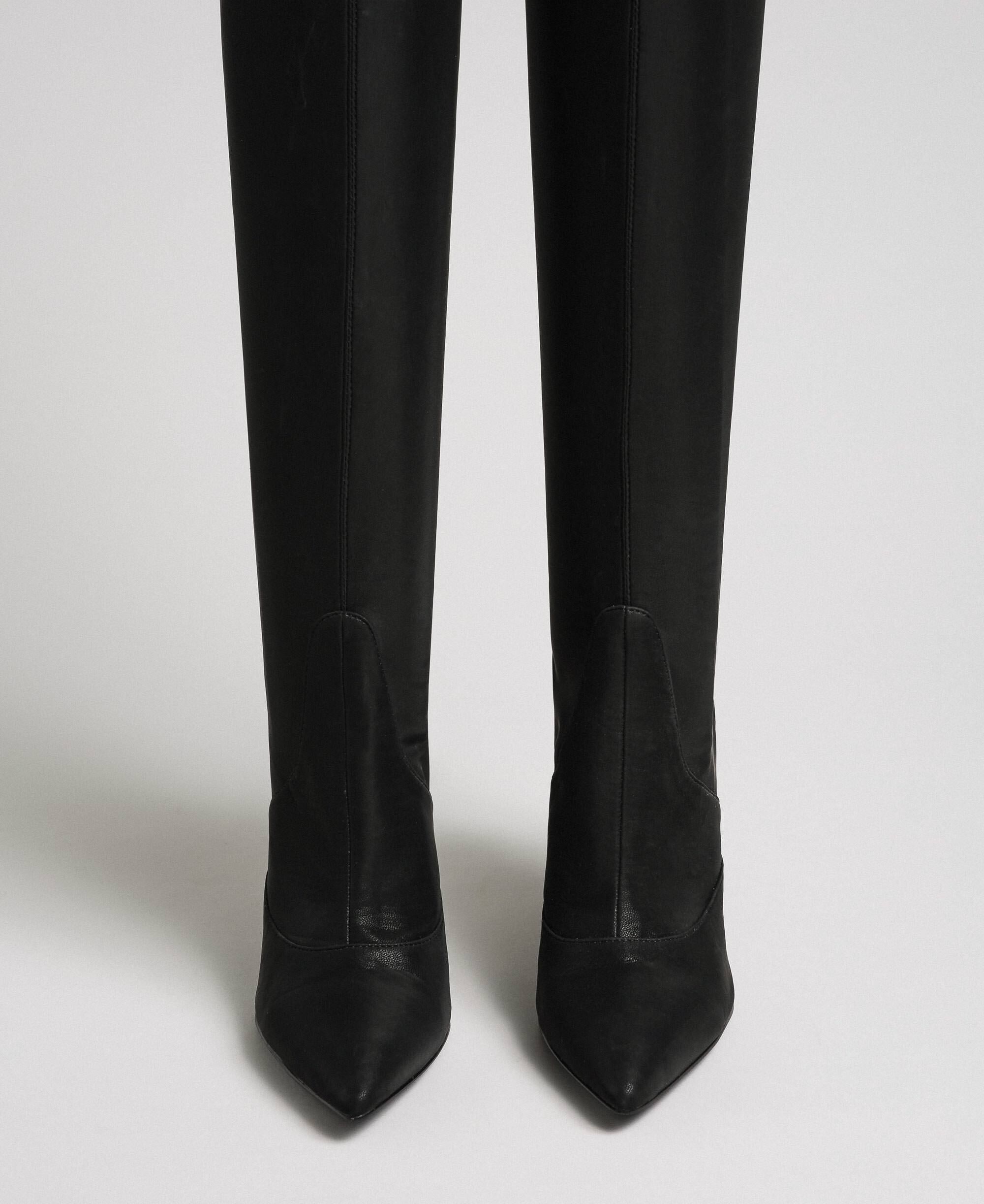 leather stiletto thigh high boots