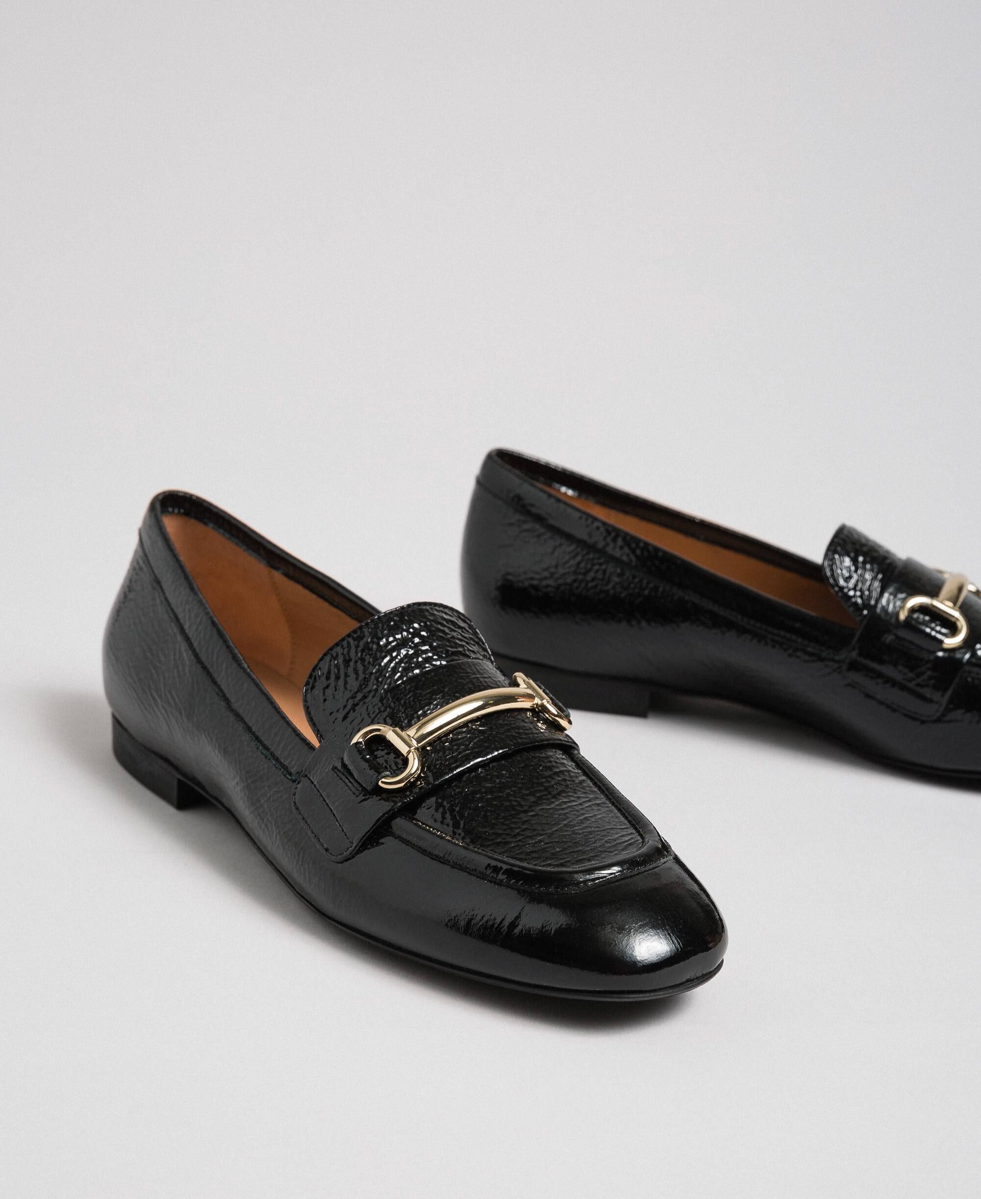 Patent leather moccasins