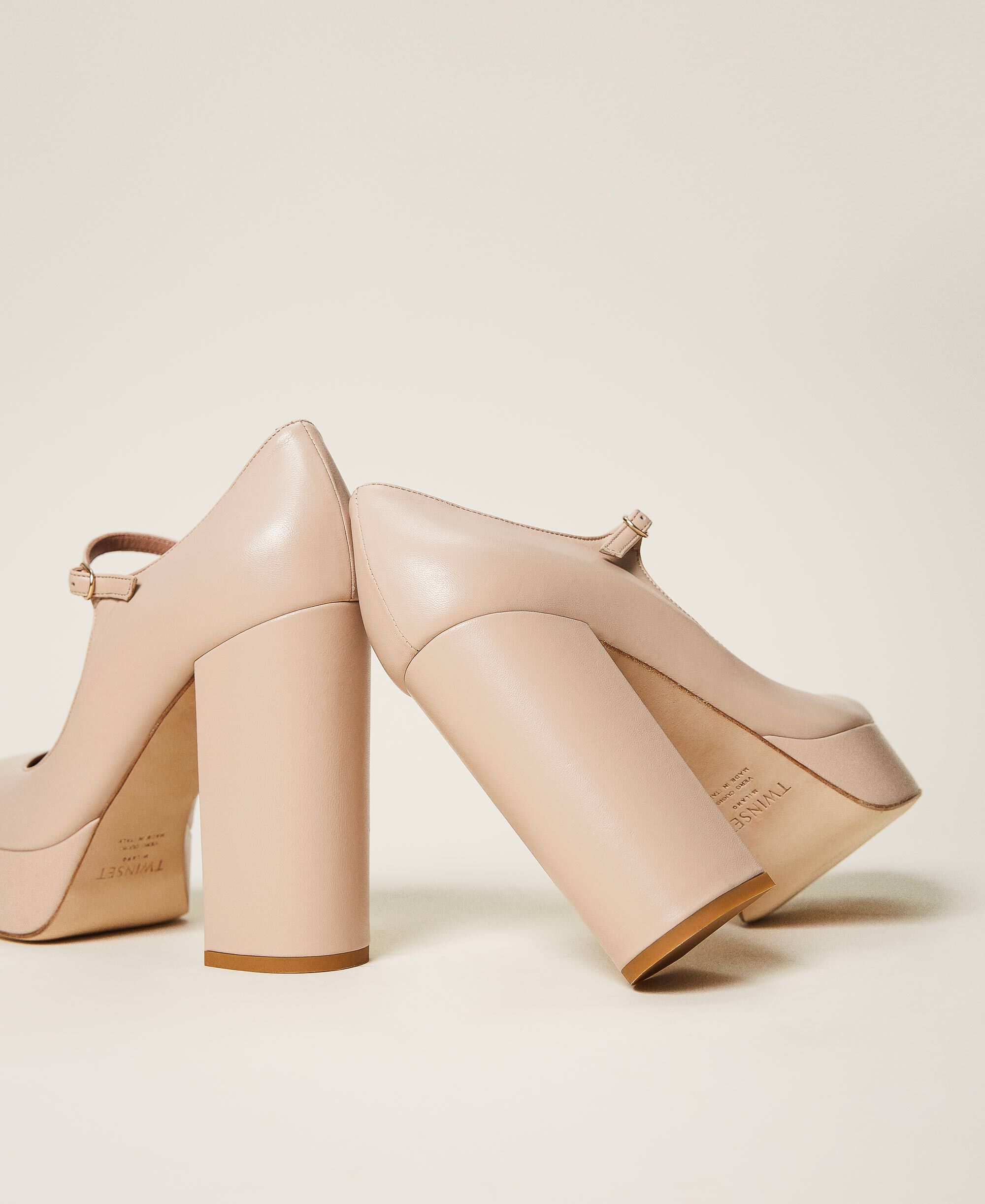 nude leather court shoes