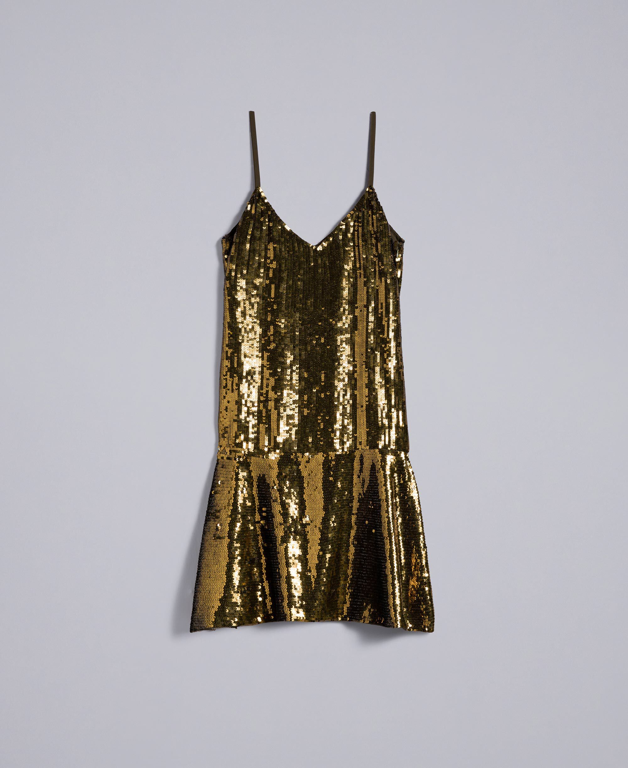 green and gold sequin dress