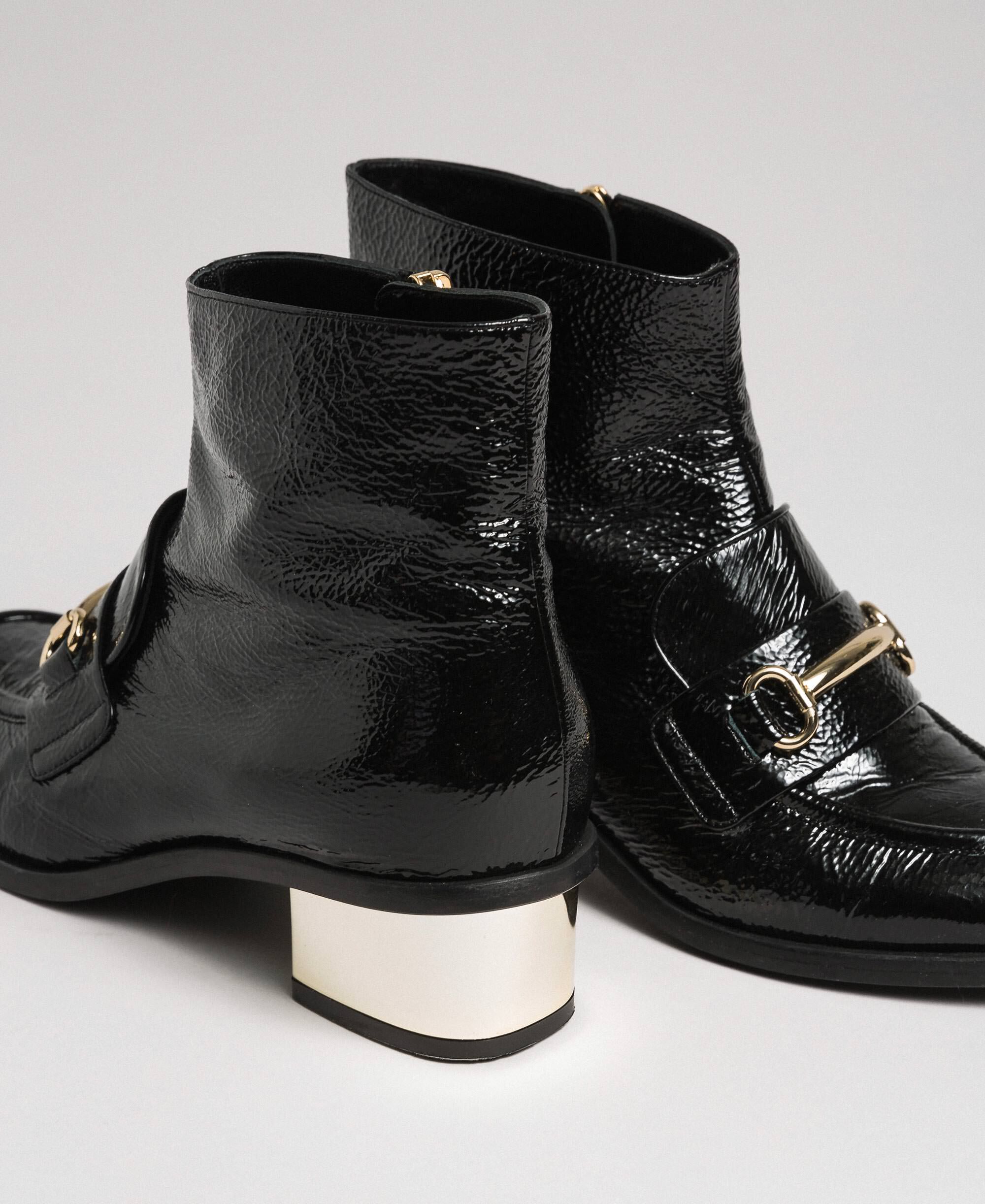 patent leather boots black