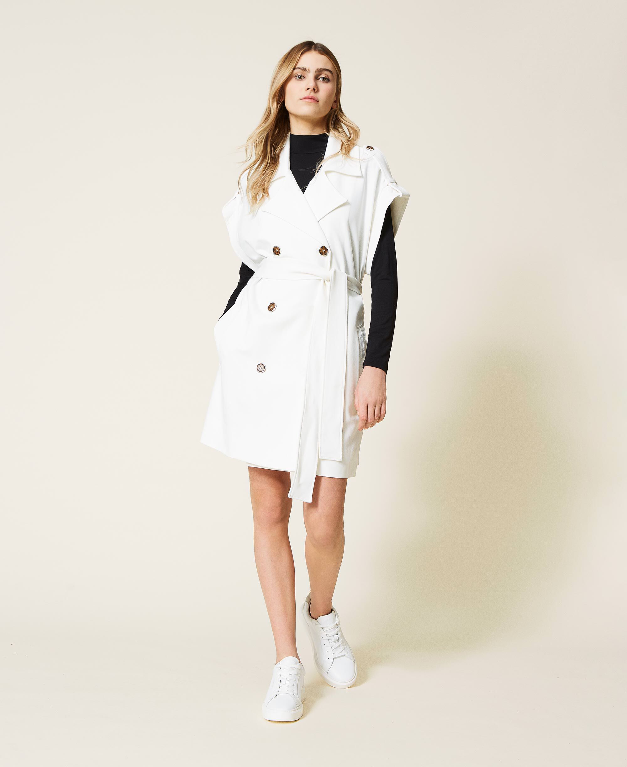 Trench-waistcoat with belt Woman, White | TWINSET Milano