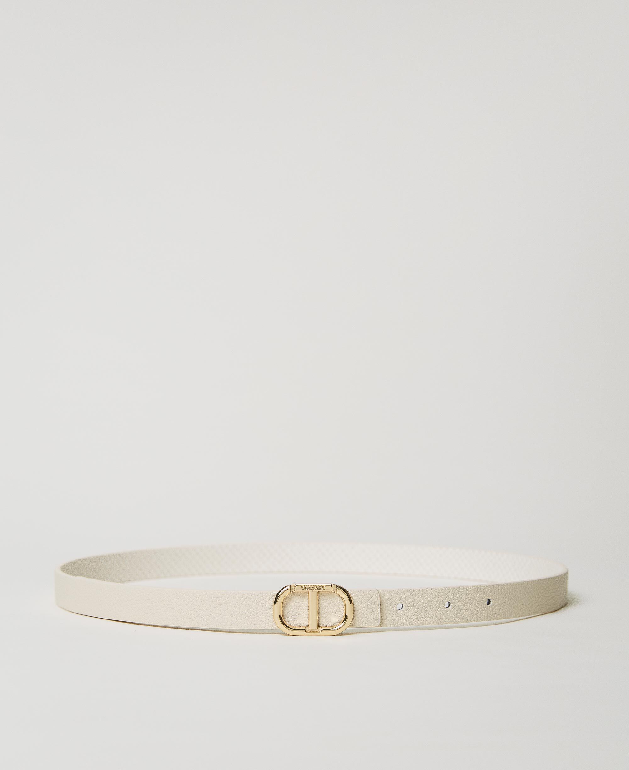 Reversible thin belt with Oval T Woman, White | TWINSET Milano