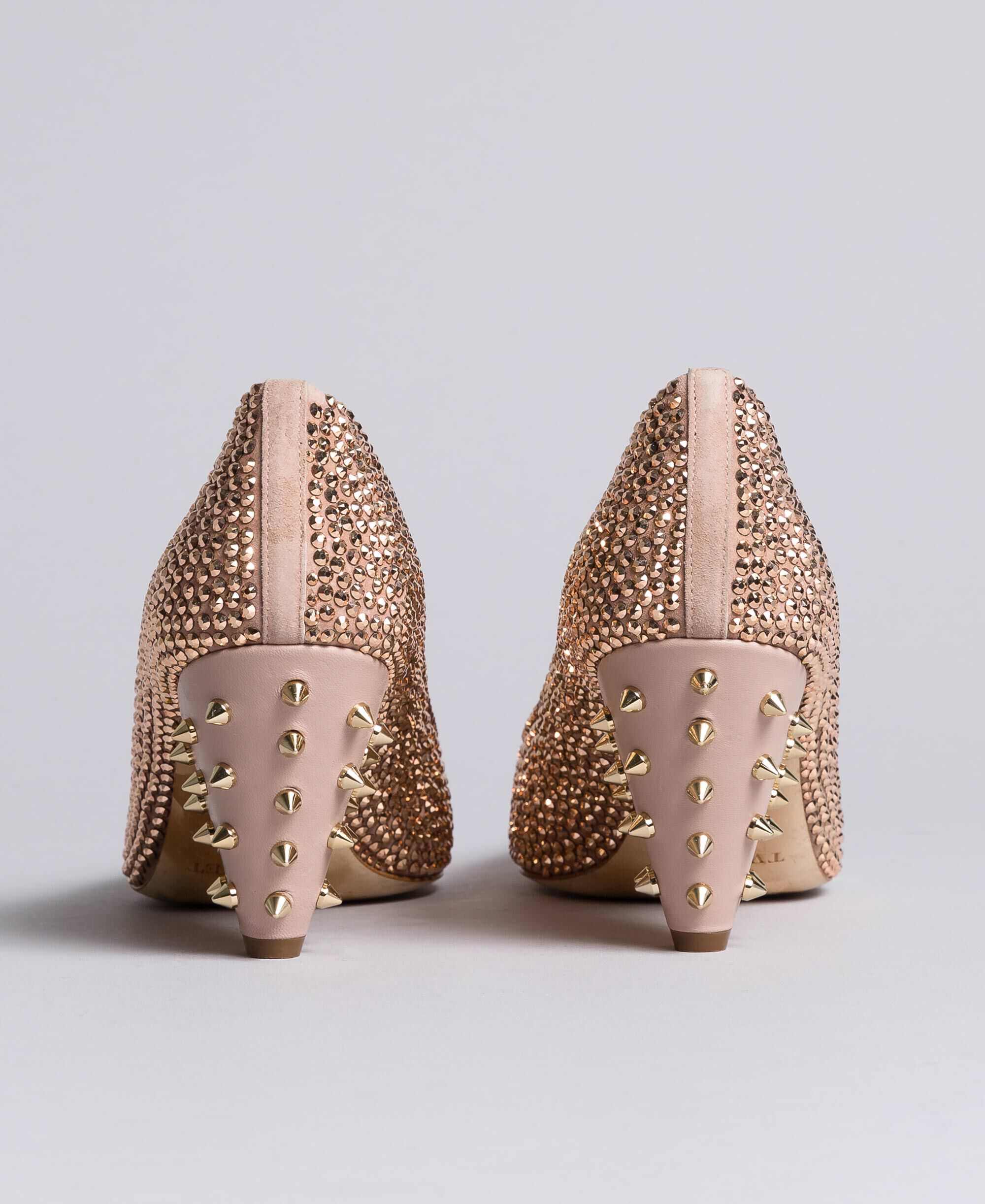 pale pink suede court shoes