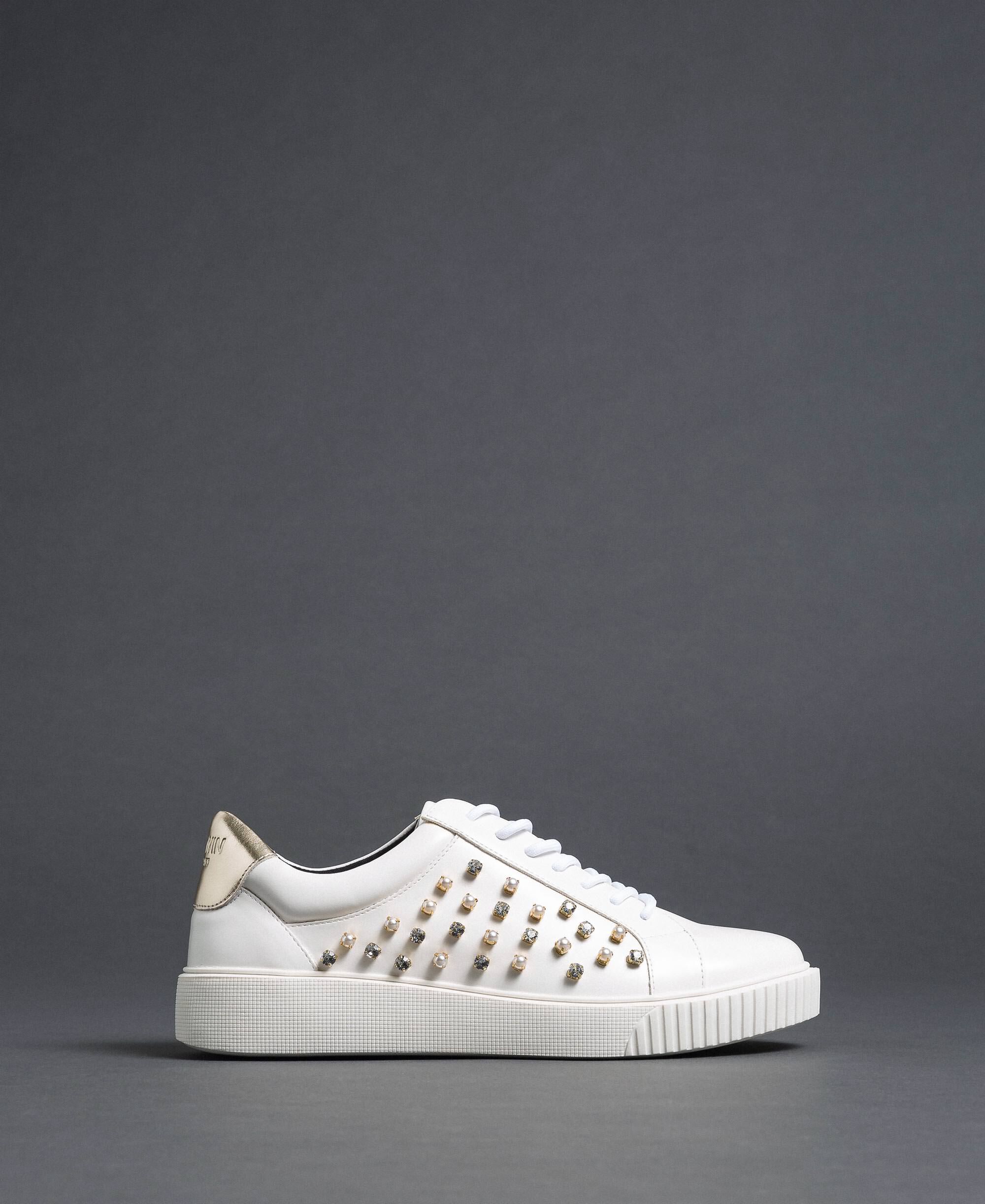 faux leather white trainers
