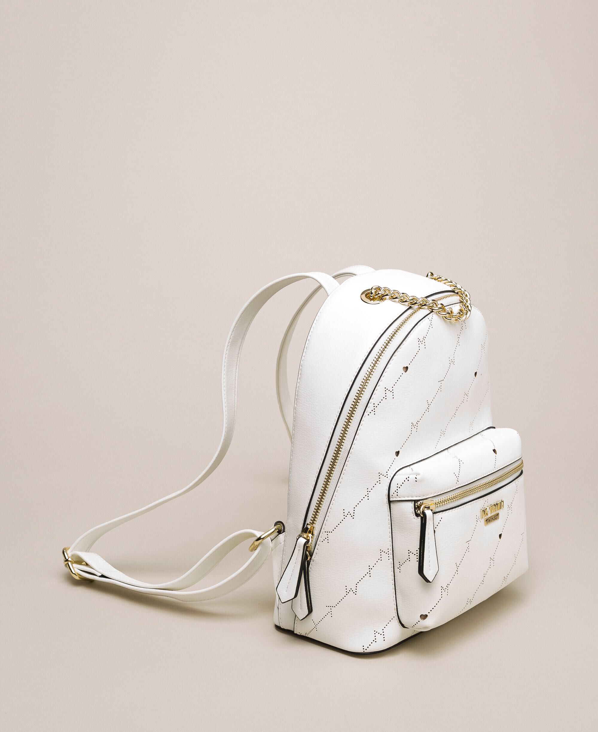 white faux leather backpack