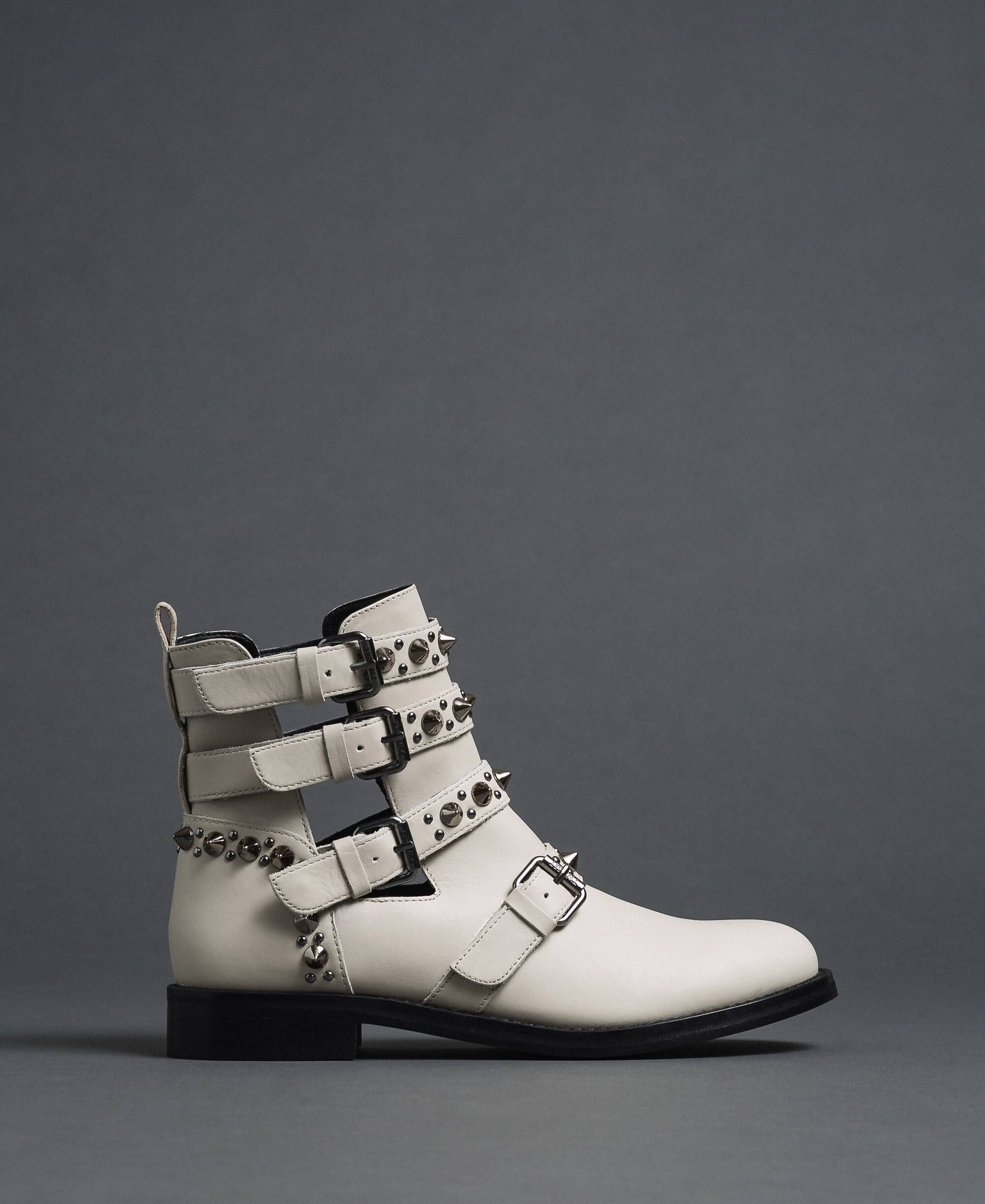 white leather biker boots