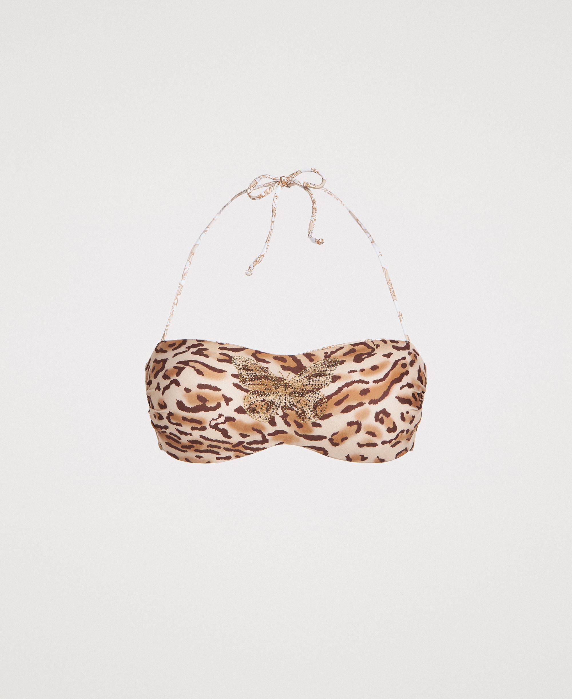 animal print bandeau bikini