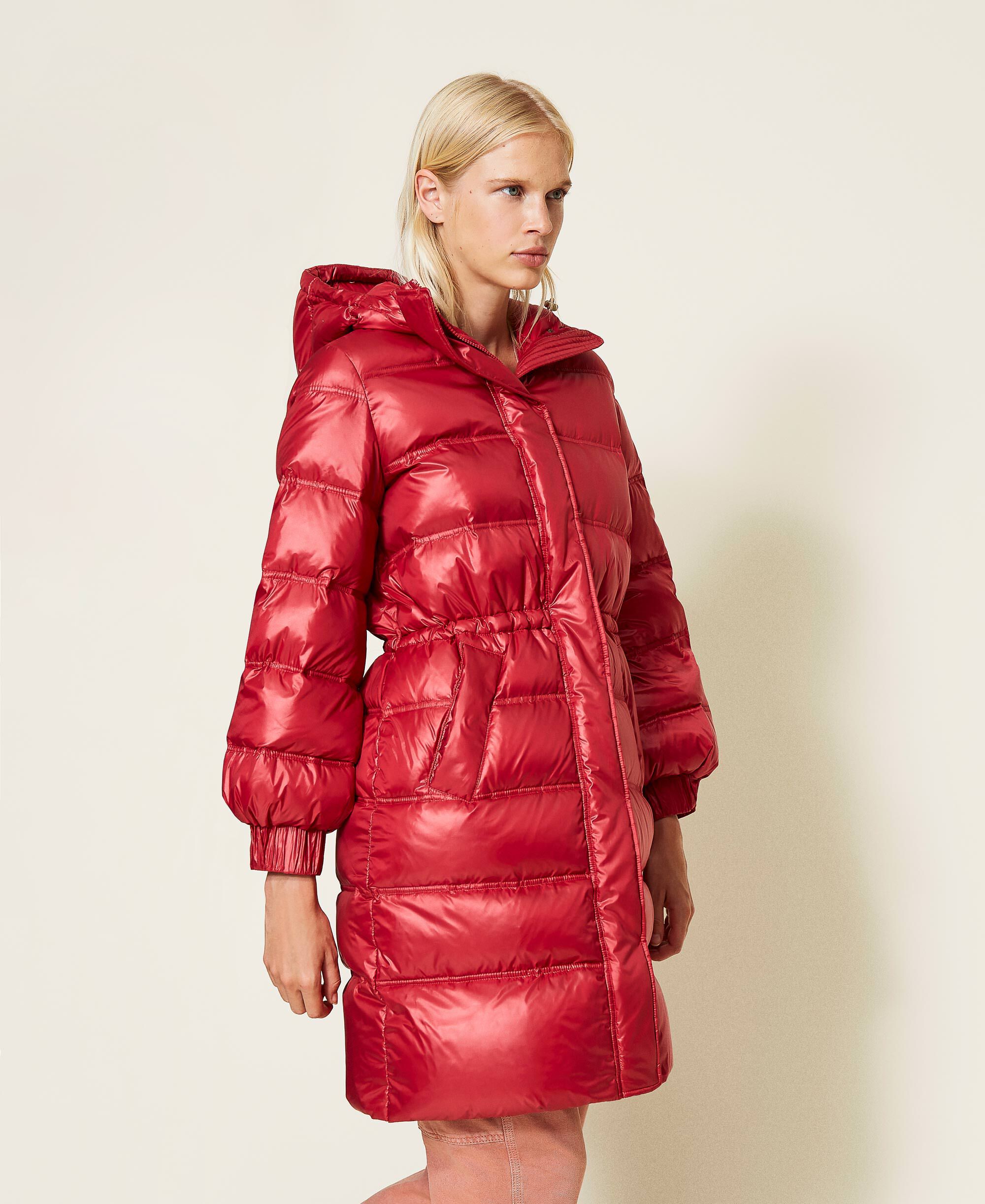 red padded puffer jacket