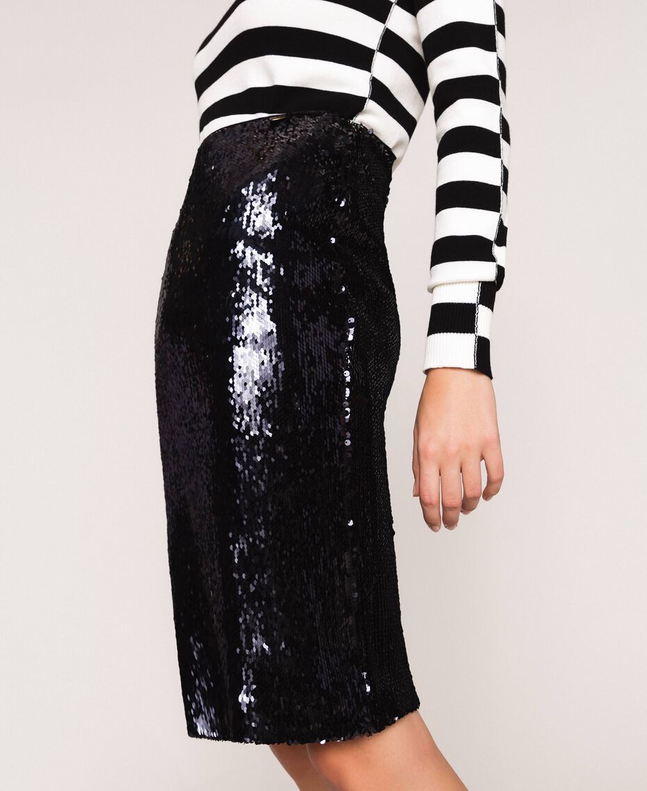 Full sequin sheath skirts Woman, Black | TWINSET Milano