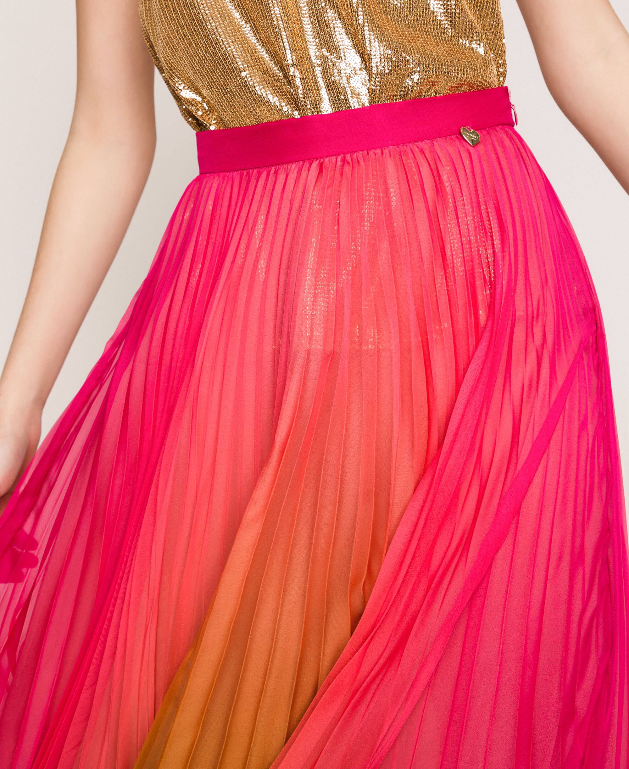 Pleated Chiffon Long Skirt Woman Pink Twinset Milano 5118