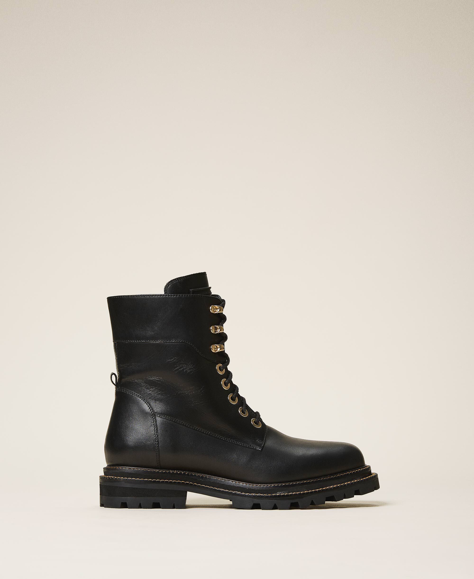 black boots tie up