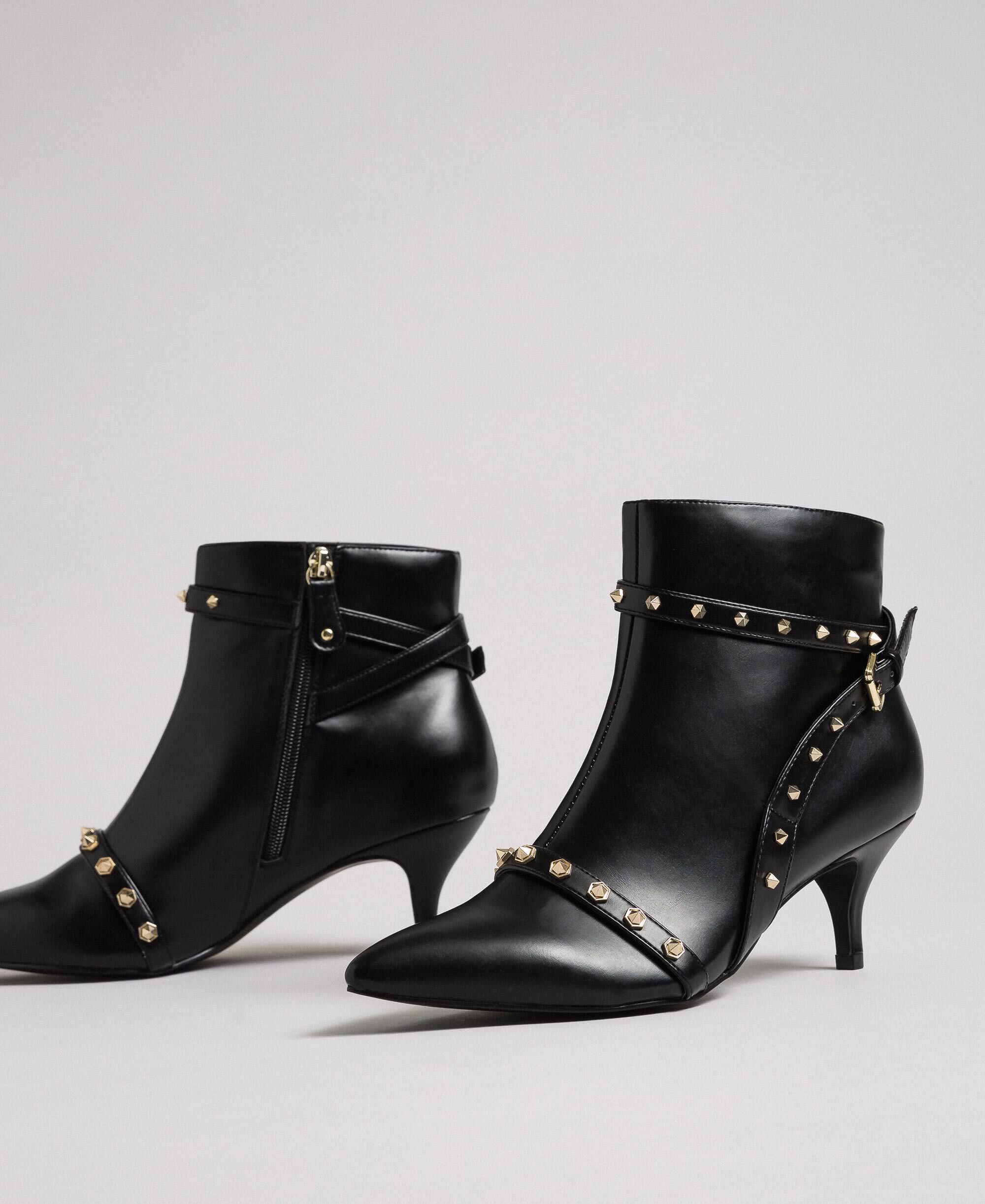 black ankle boots faux leather