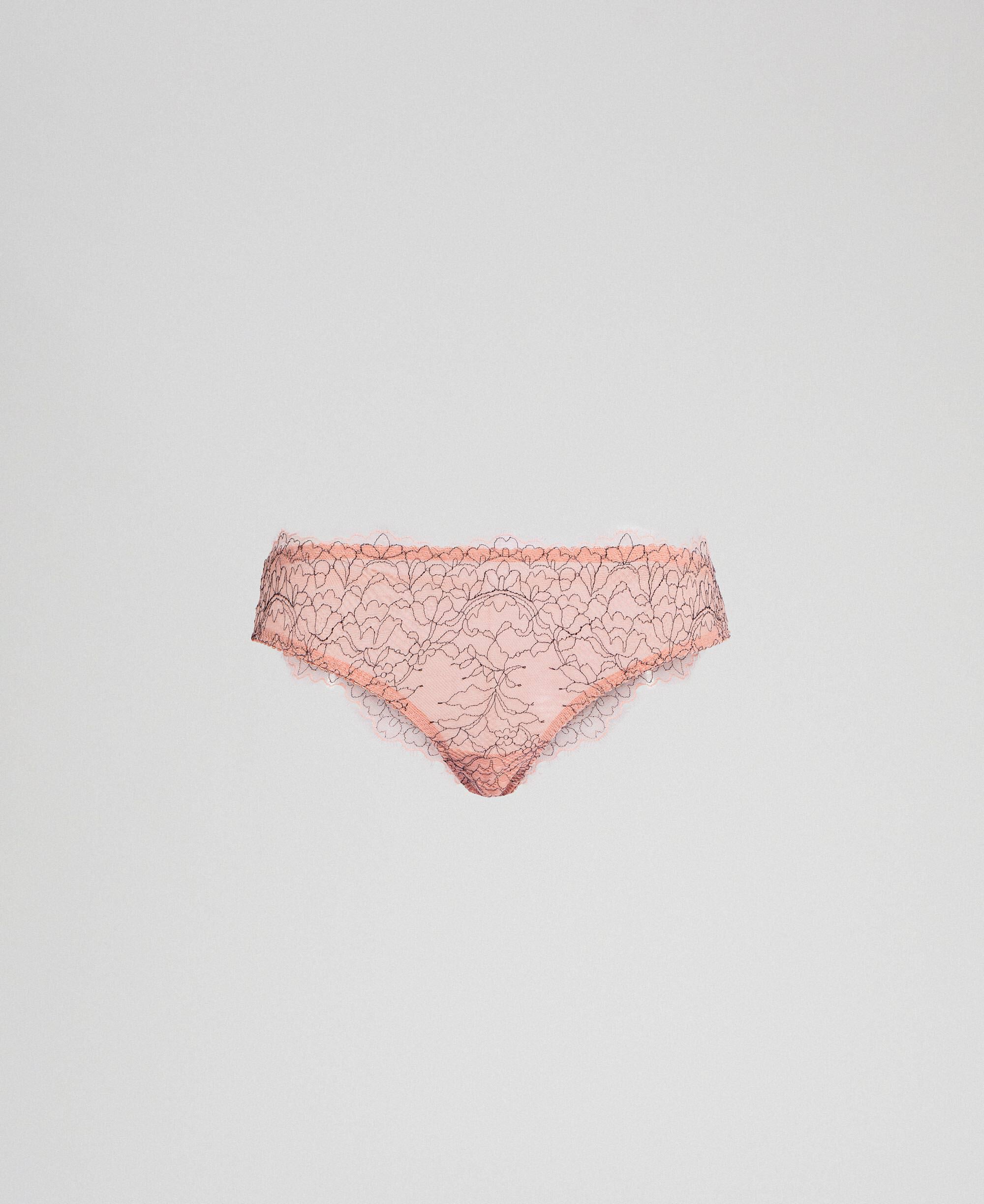 Lace And Tulle Brazilian Briefs Woman Pink Twinset Milano
