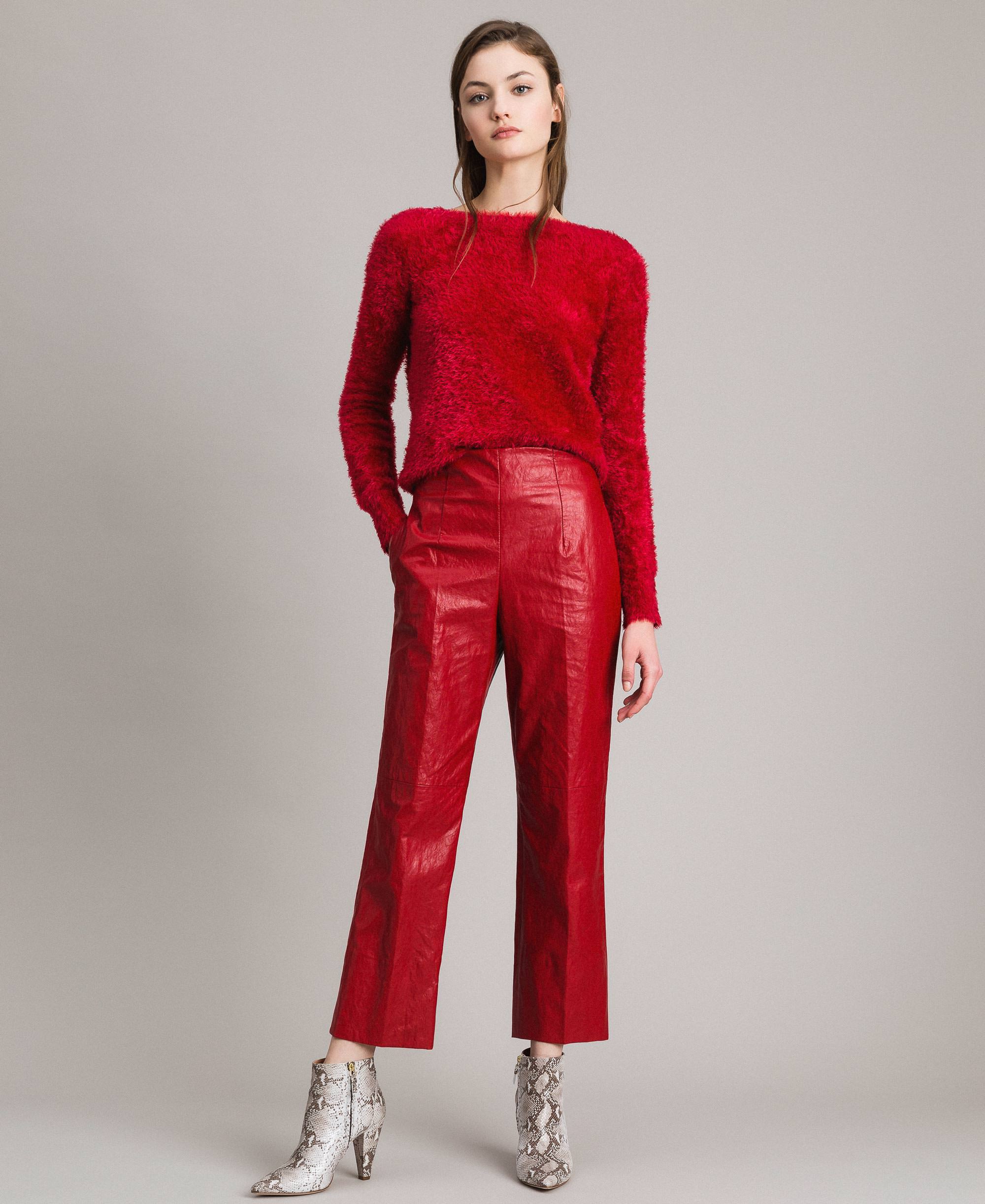 leather effect trousers