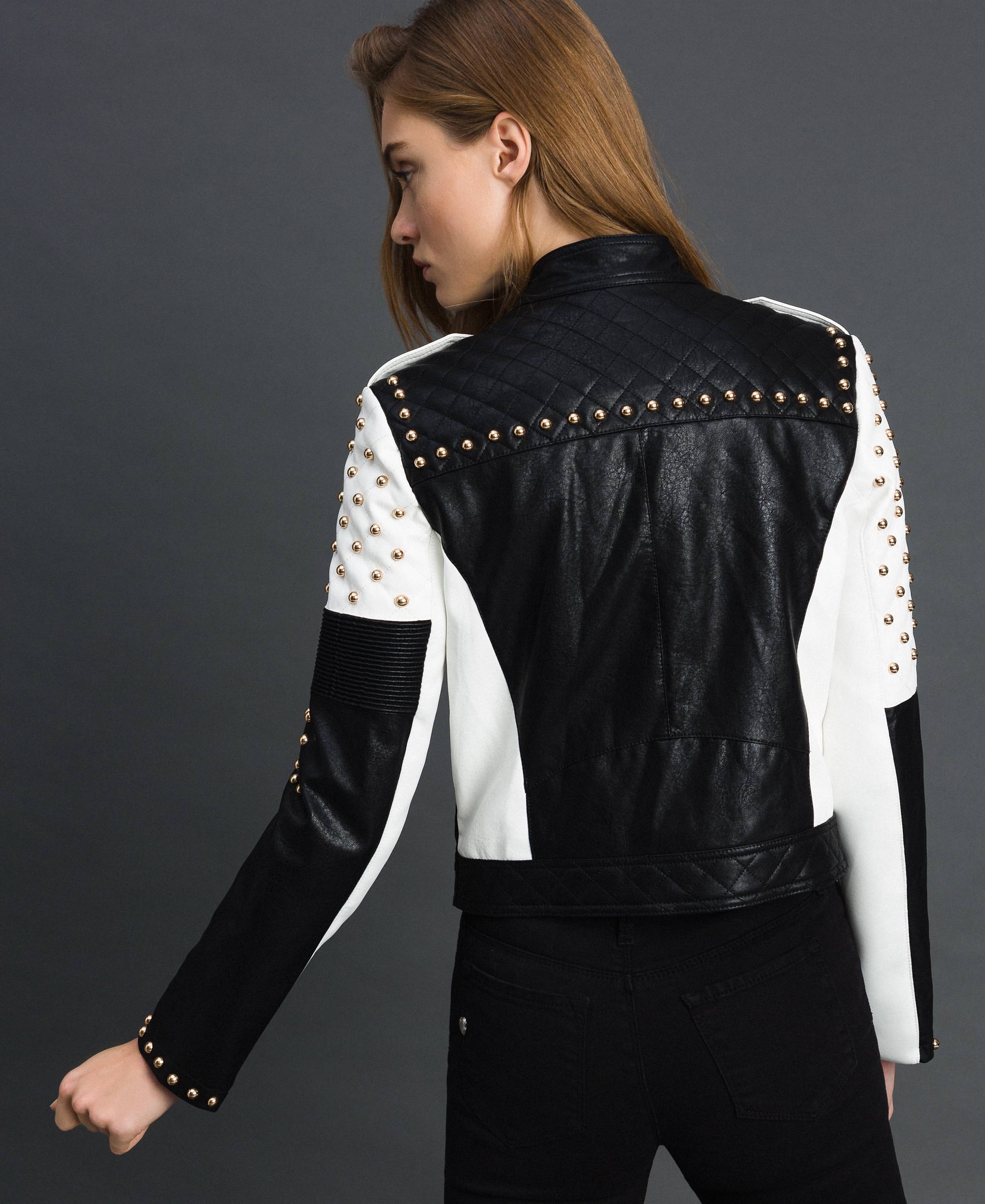 Blouson perfecto  en similicuir avec clous  Femme Noir 