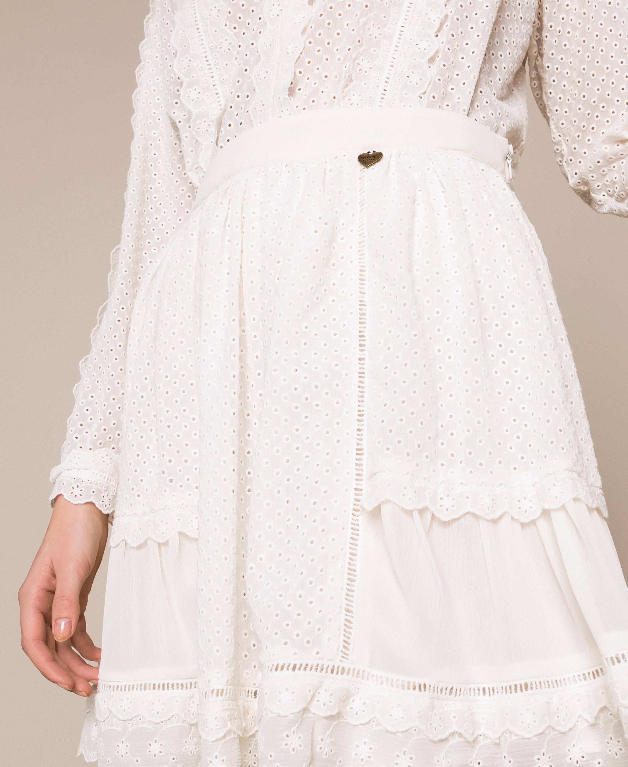 Broderie anglaise full skirt Woman, White | TWINSET Milano