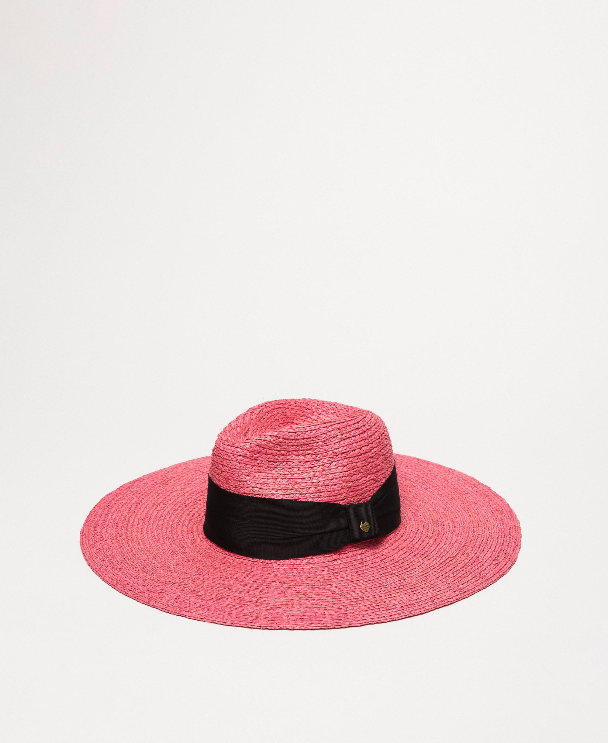 straw hat with pink band