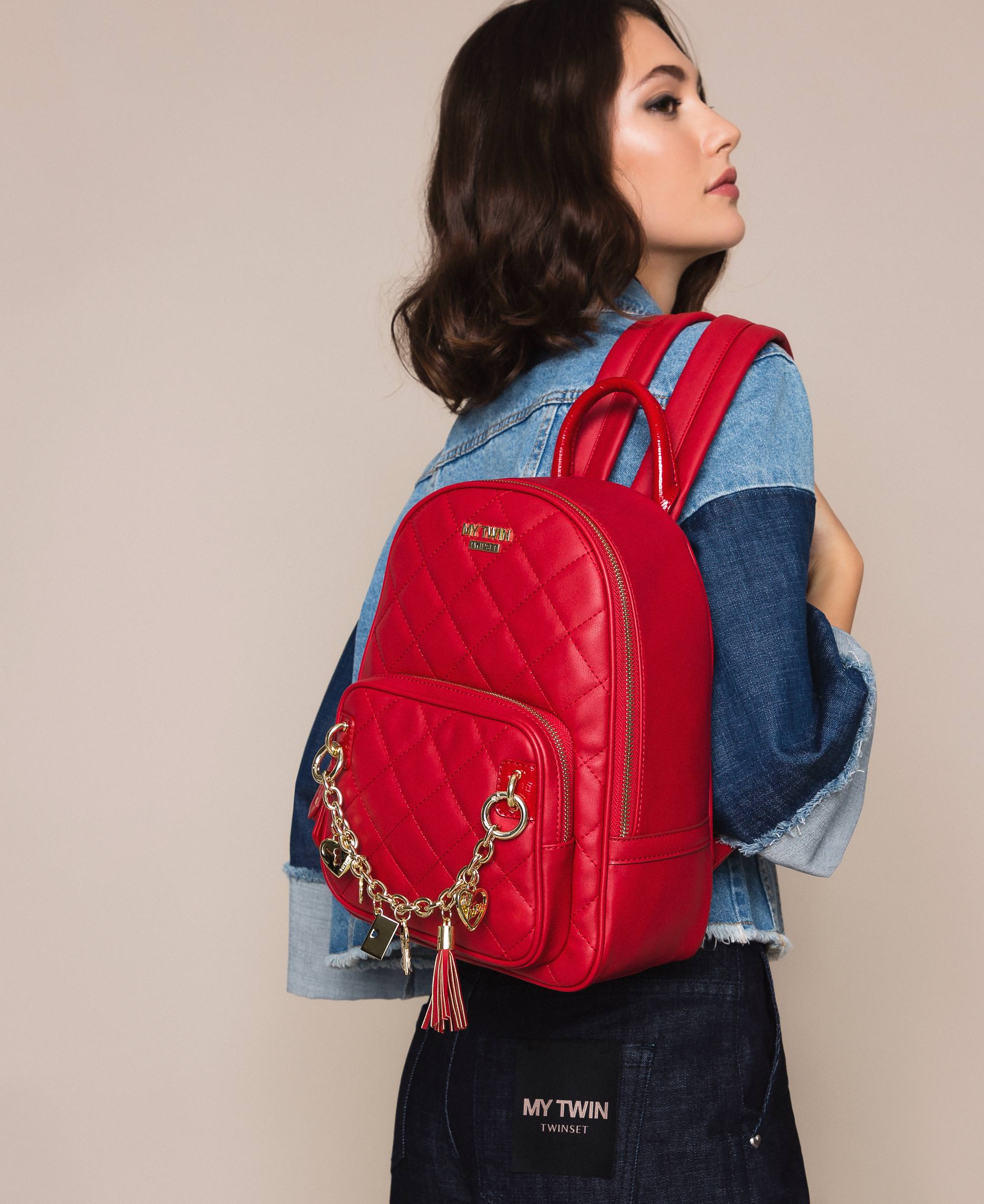 quilted faux leather backpack