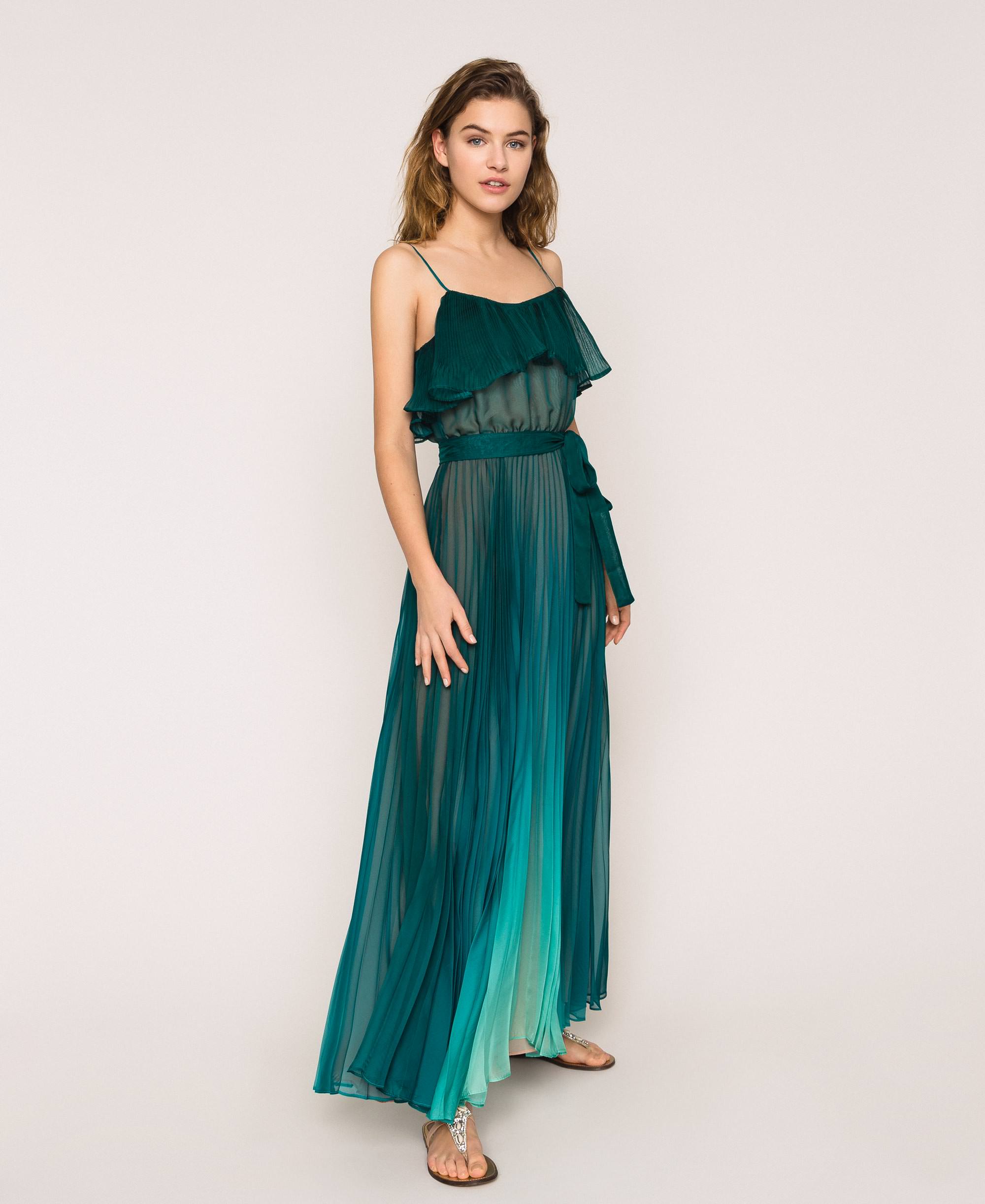 green long slip dress