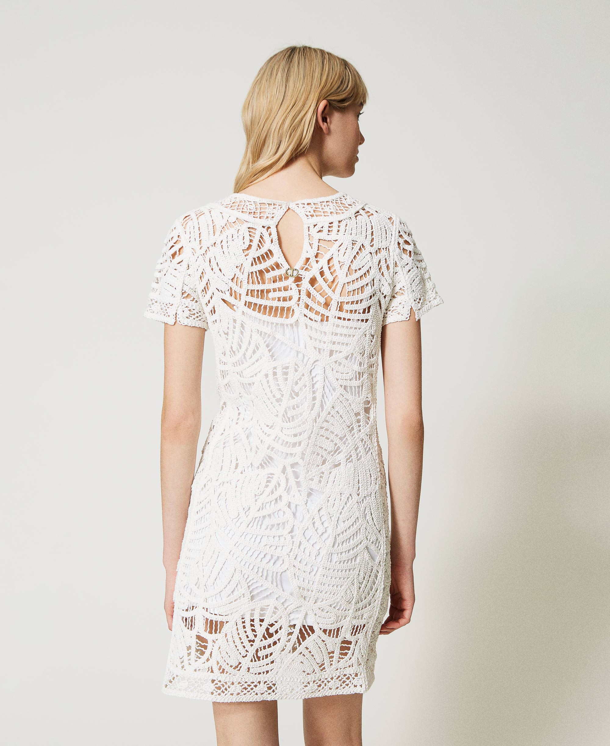 Short crocheted dress Woman, White TWINSET Milano