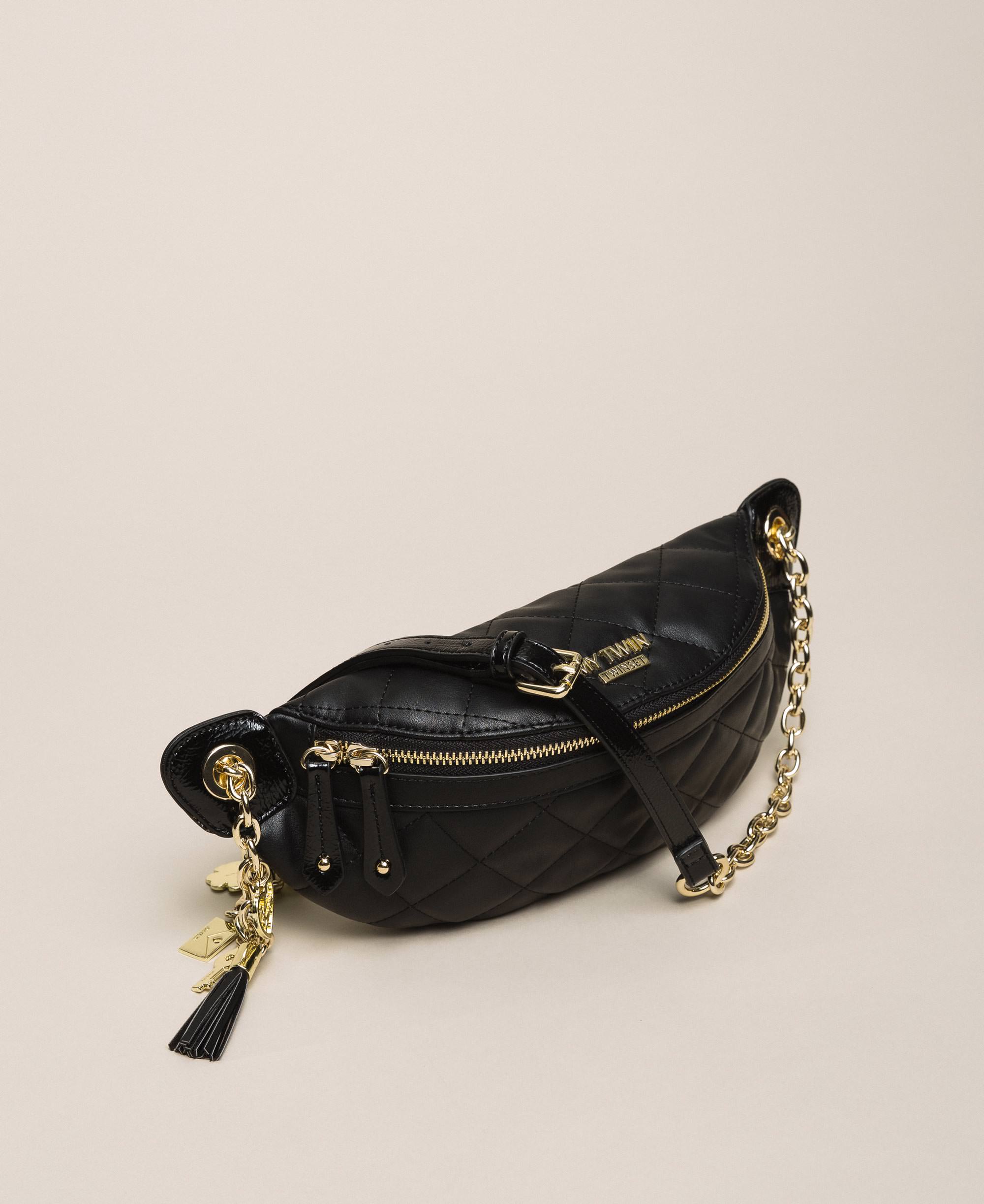 black chain belt bag