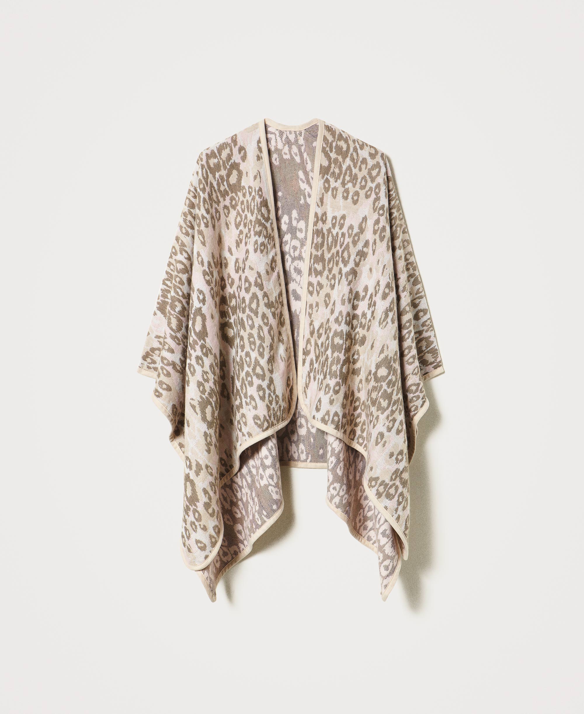 Animal print jacquard wool cloth poncho