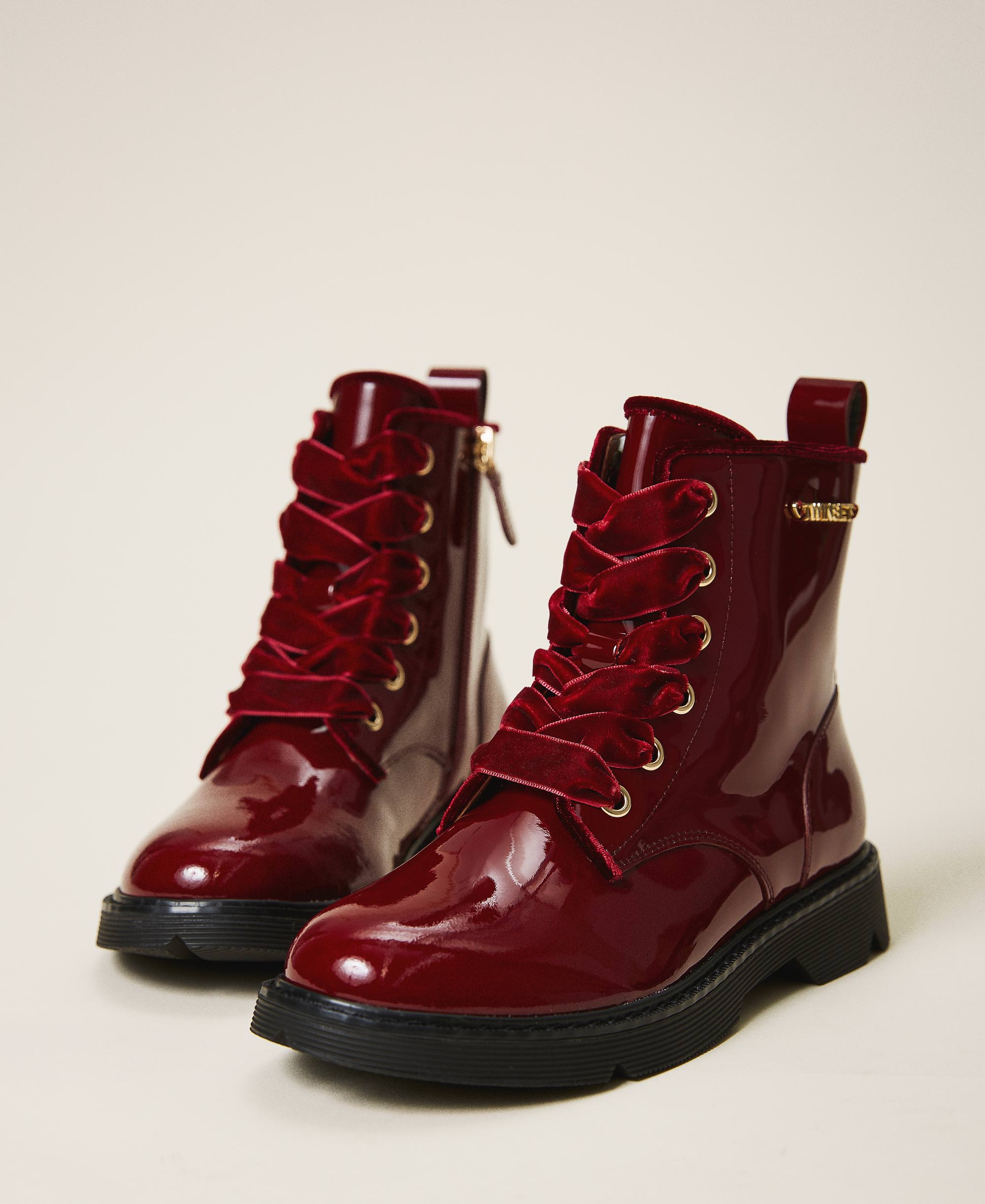 red velvet combat boots