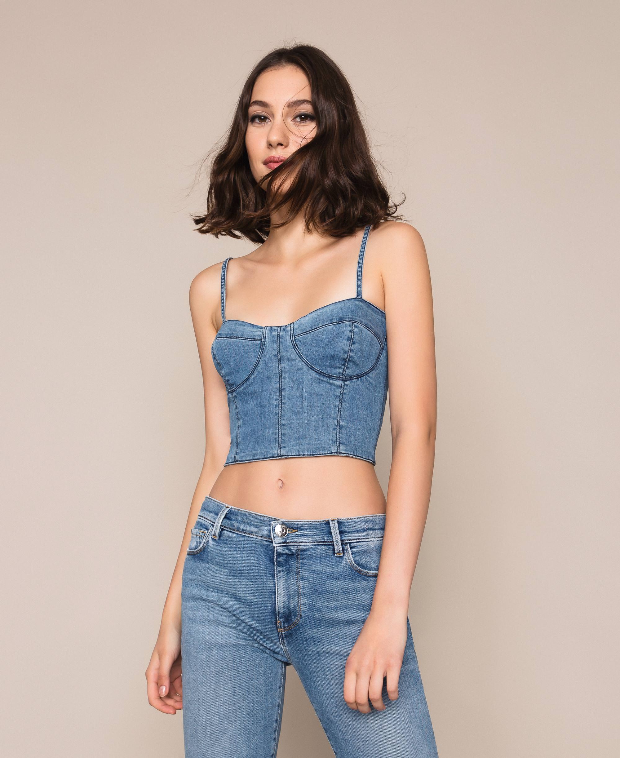 jean bustier top