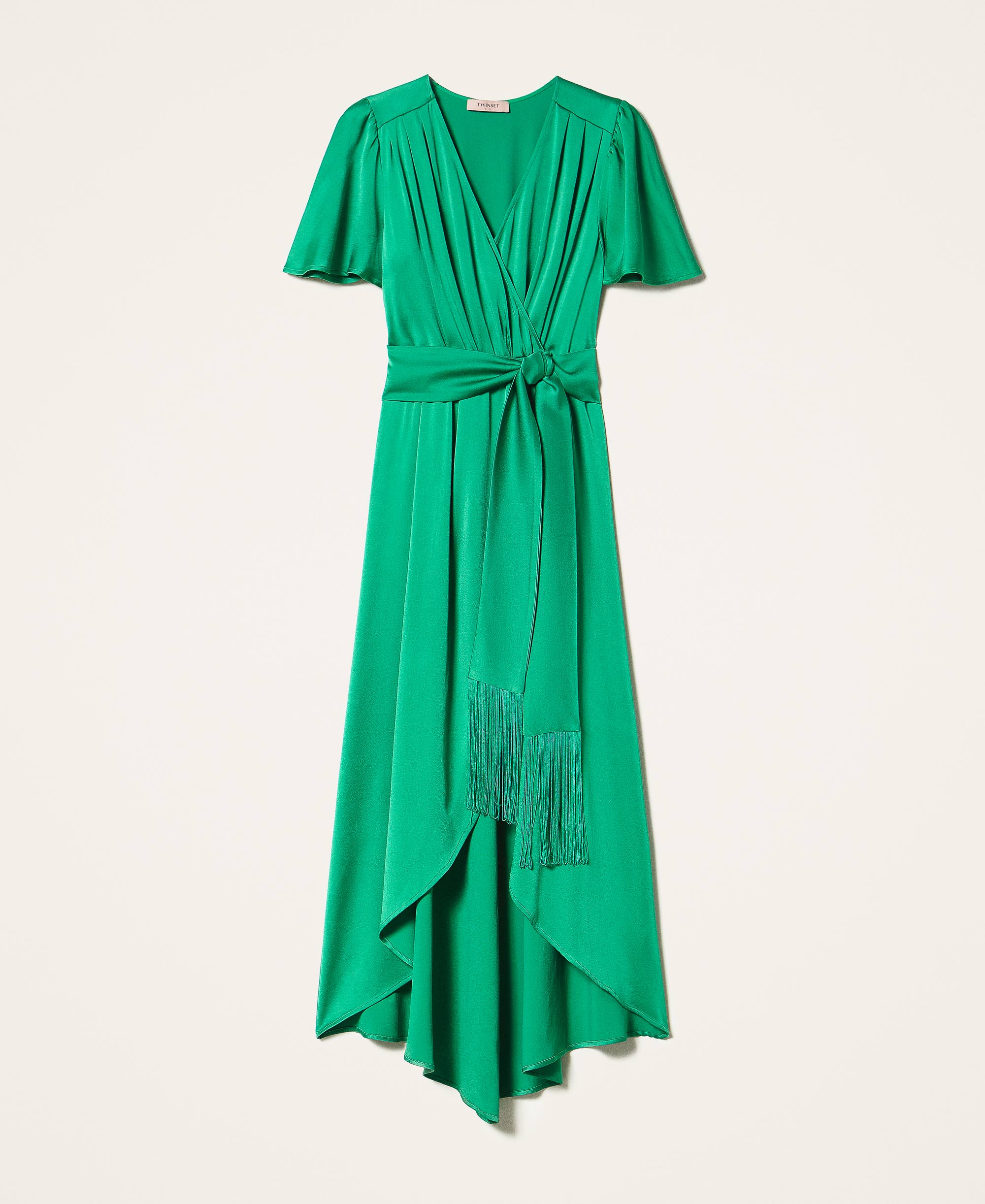 long green satin dress