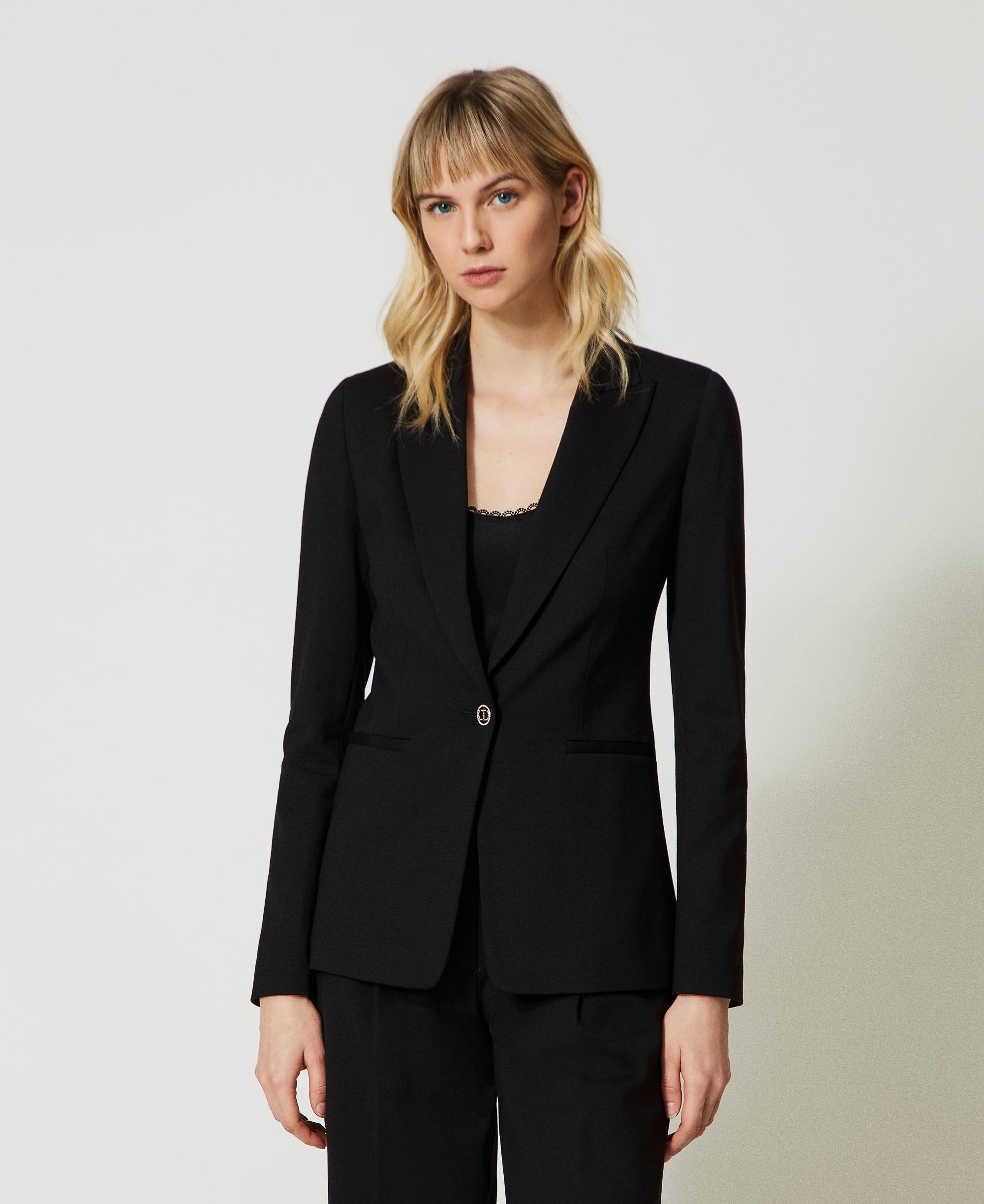 Single-breasted blazer Woman, Black | TWINSET Milano