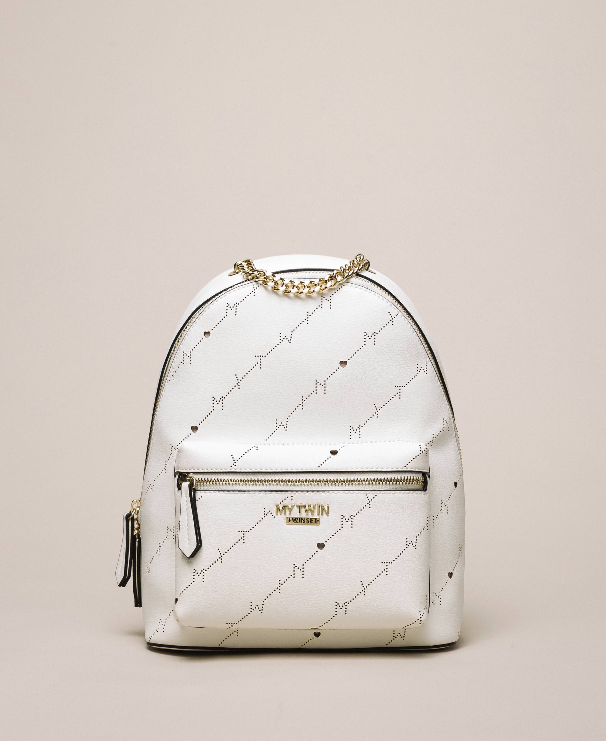 white faux leather backpack