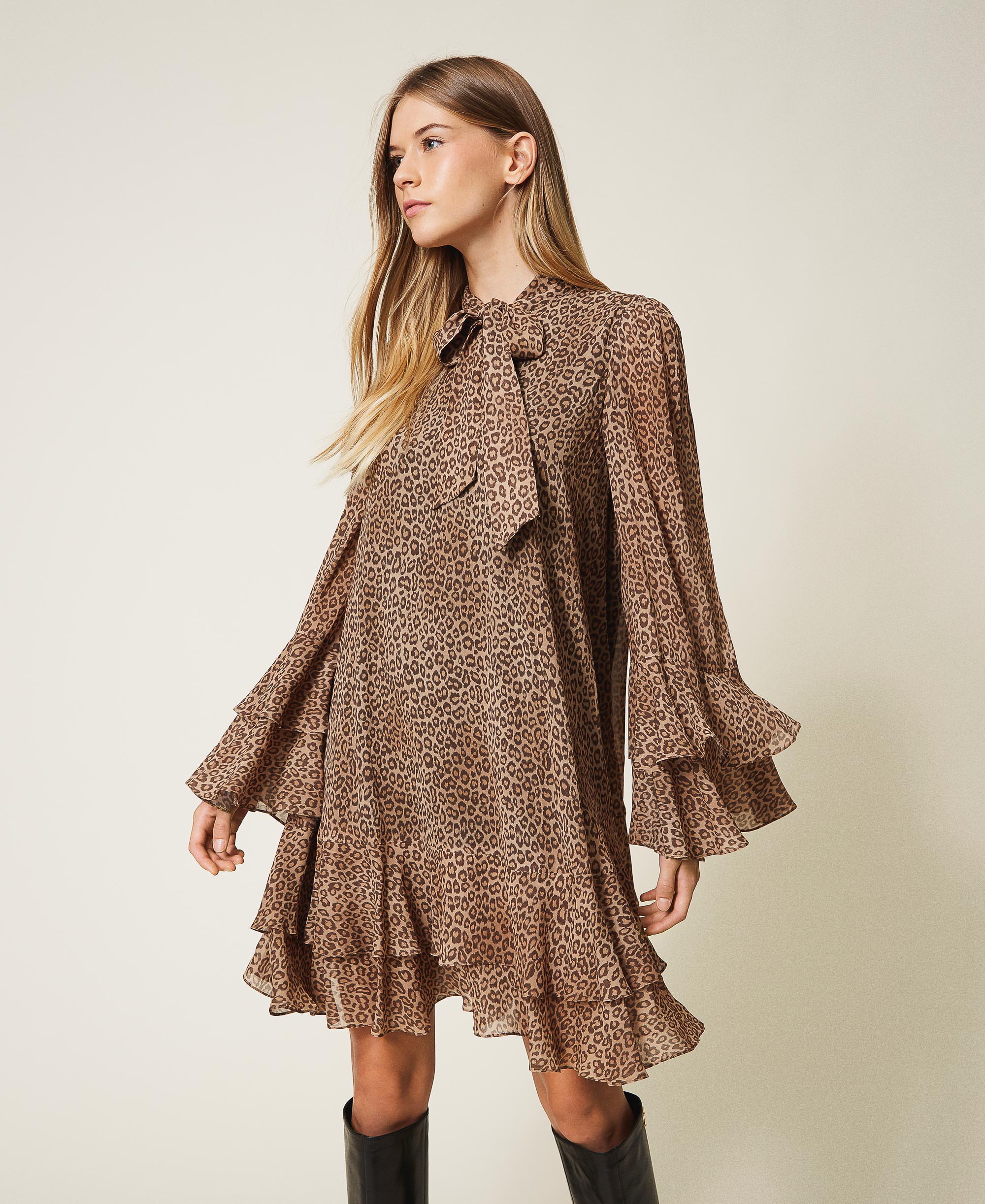preparar Faceta chorro Georgette animal print dress Woman, Patterned | TWINSET Milano