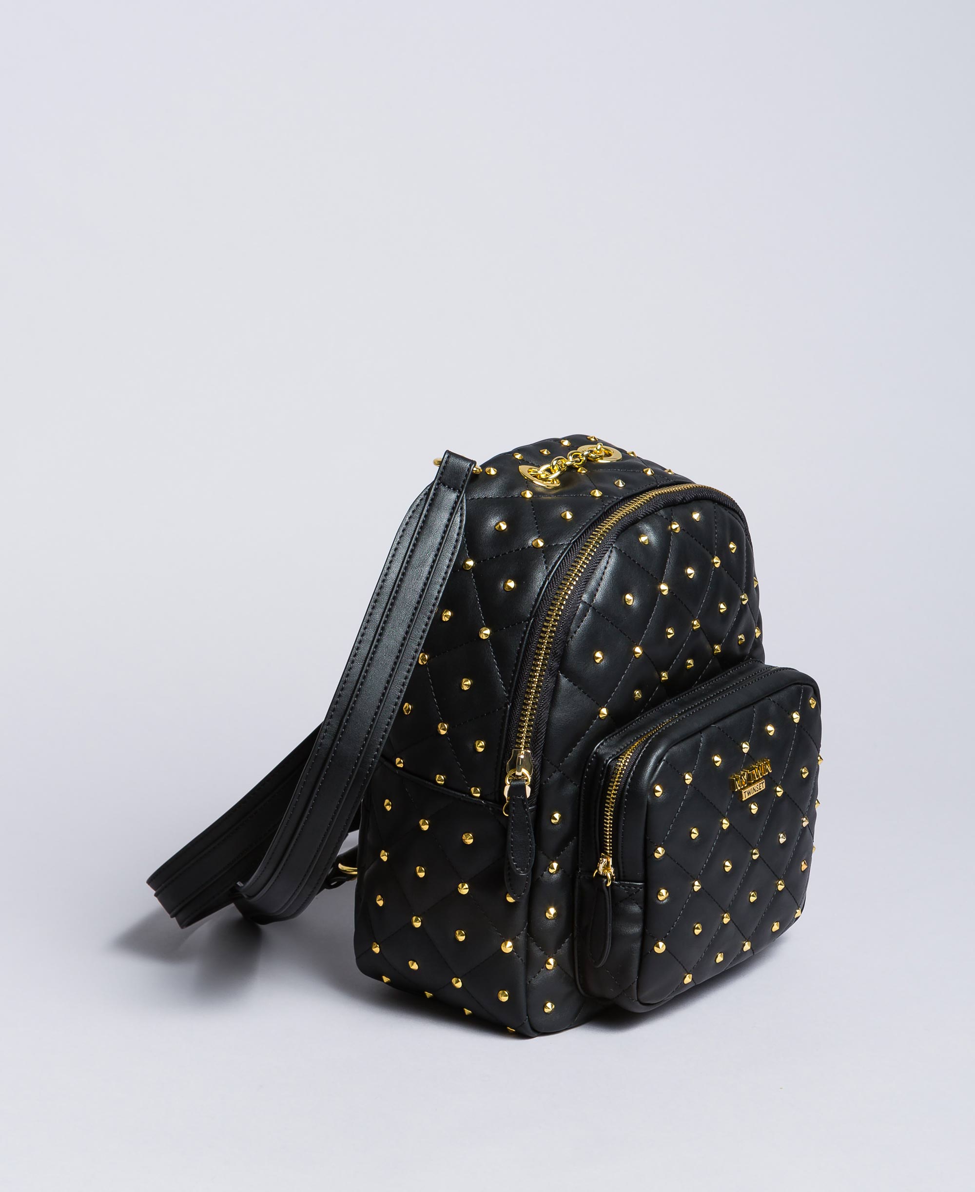 black leather studded backpack