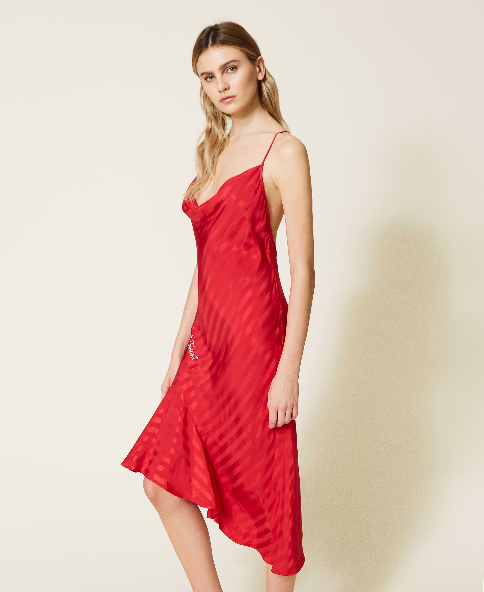 Jacquard satin slip Woman, Red | TWINSET Milano