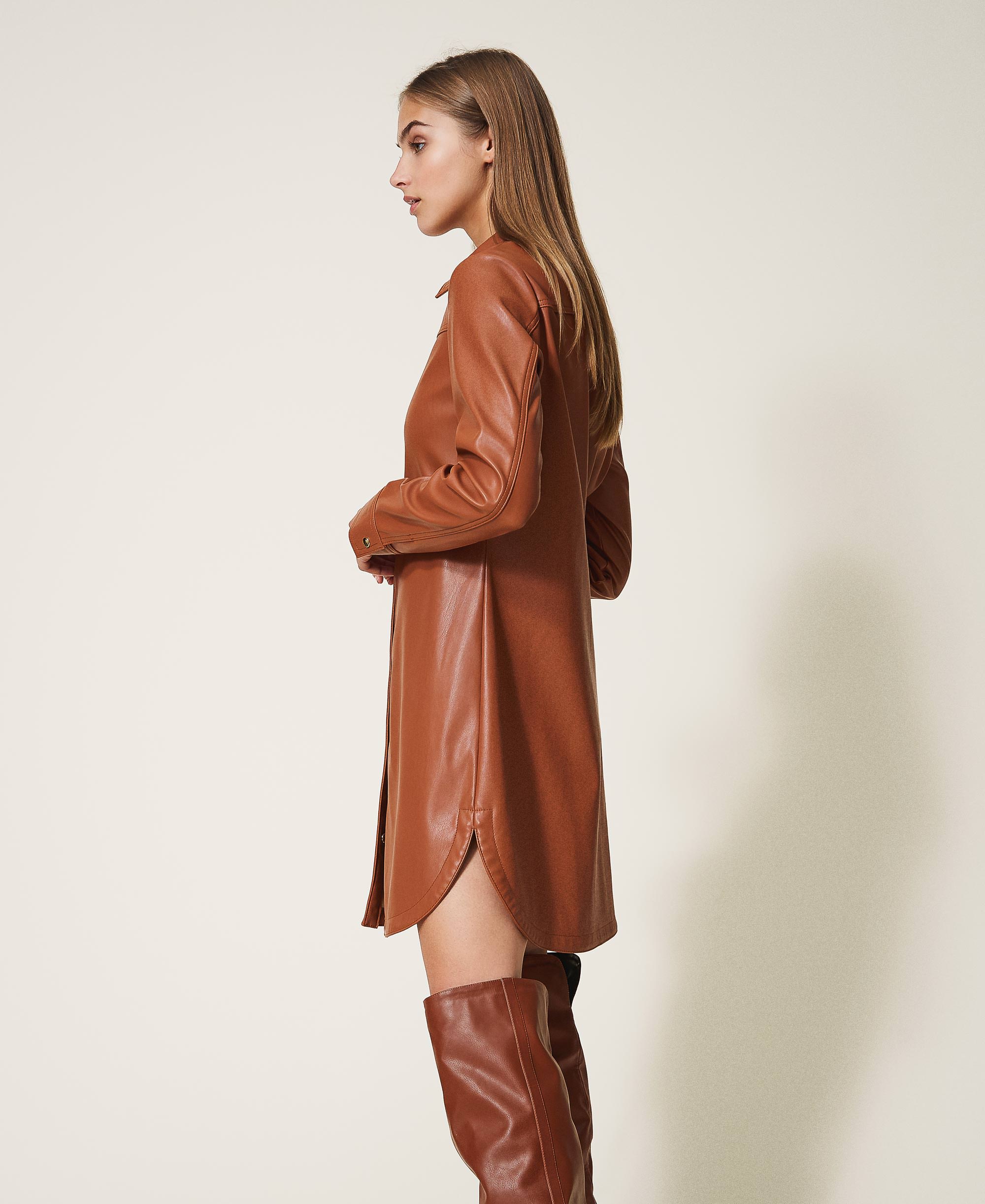 long leather shirt dress